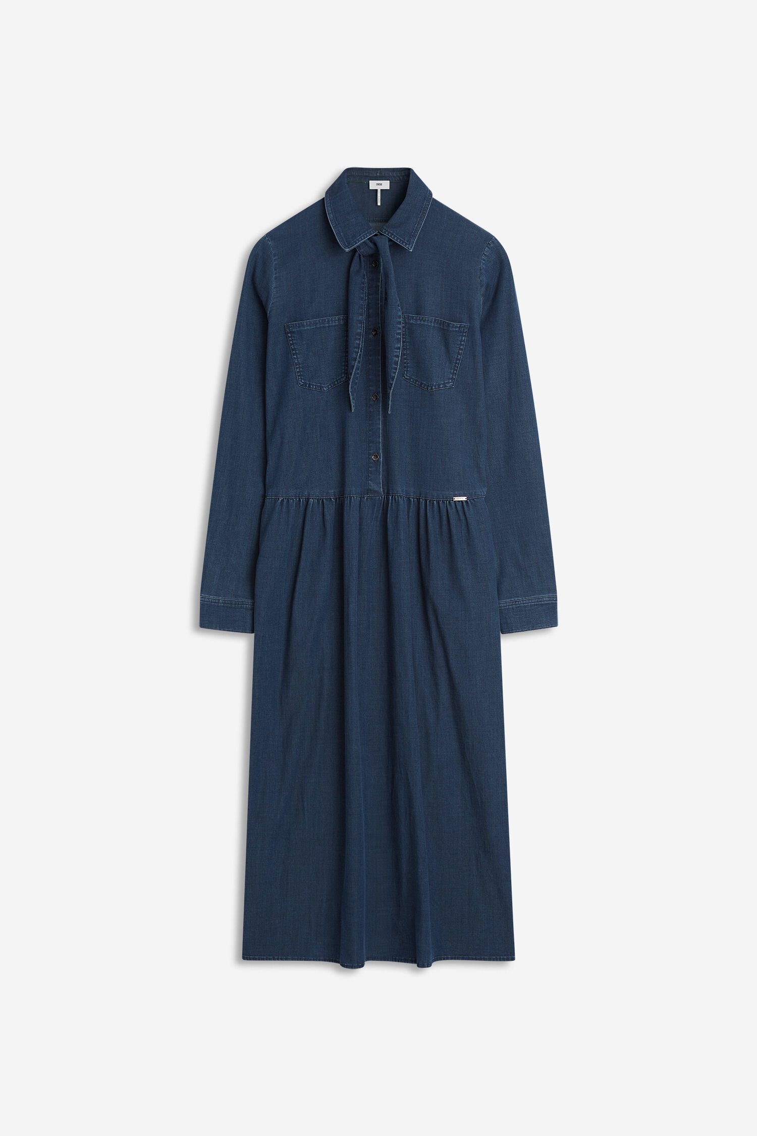 Jeanskleid, Denim, Langarm, Knopfleiste, Kragenband