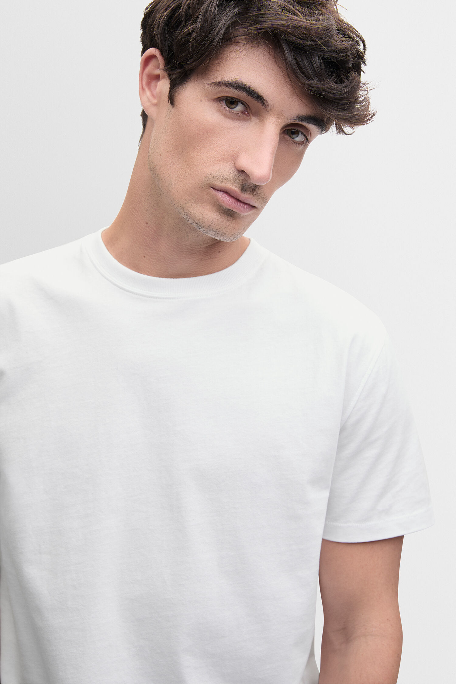 t-shirt, crew neck, kurzarm, weiß, baumwolle