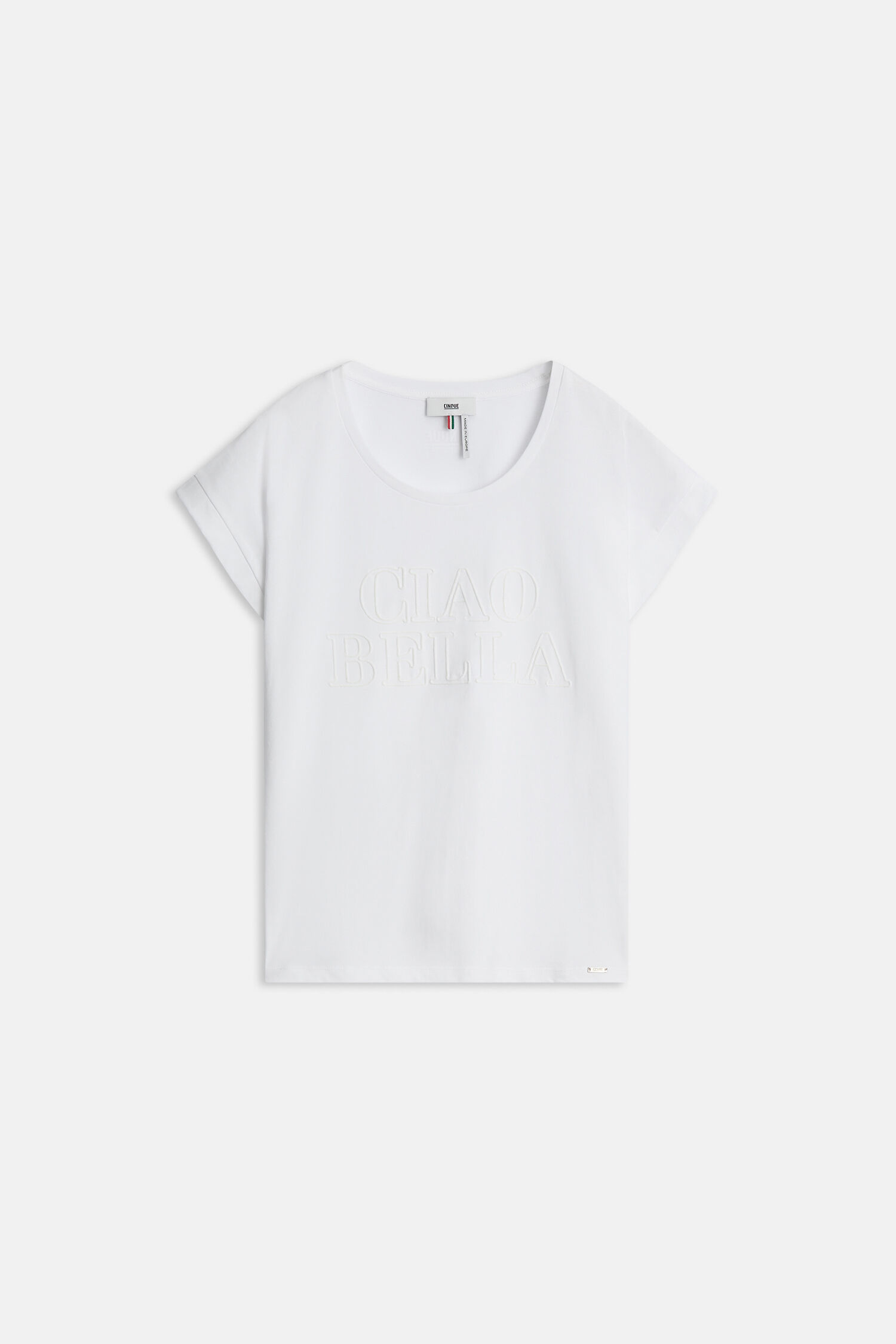 weiß, T-Shirt, unifarben, Kurzarm, Embossed Logo