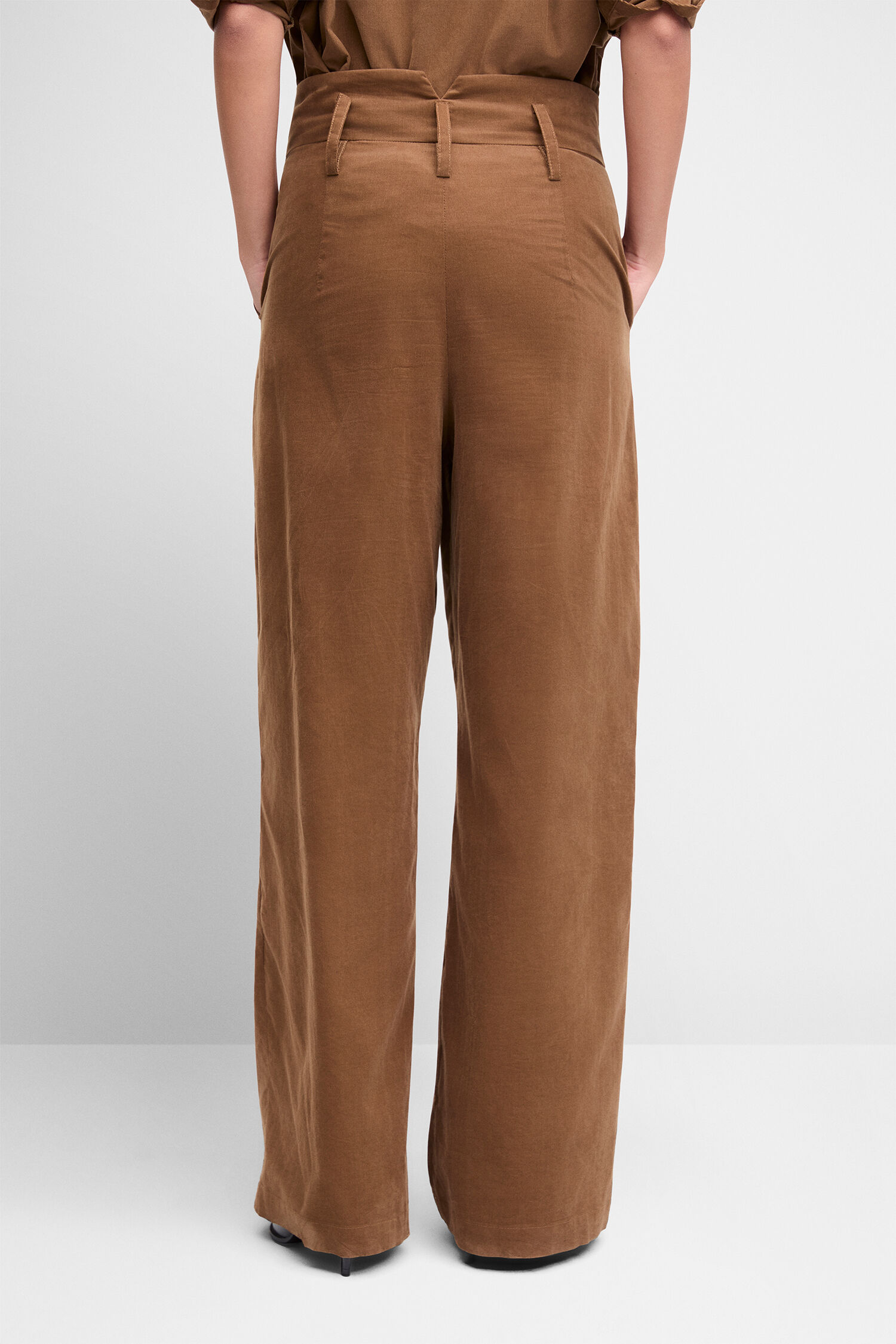 Hose, Weite, Lederlook, Braun, Hohe Taille