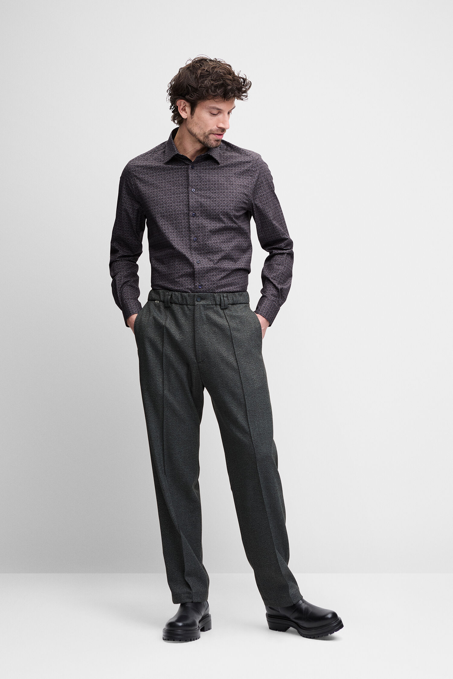 Hemd, Langarm, Druckmuster, Hose, Anzughose