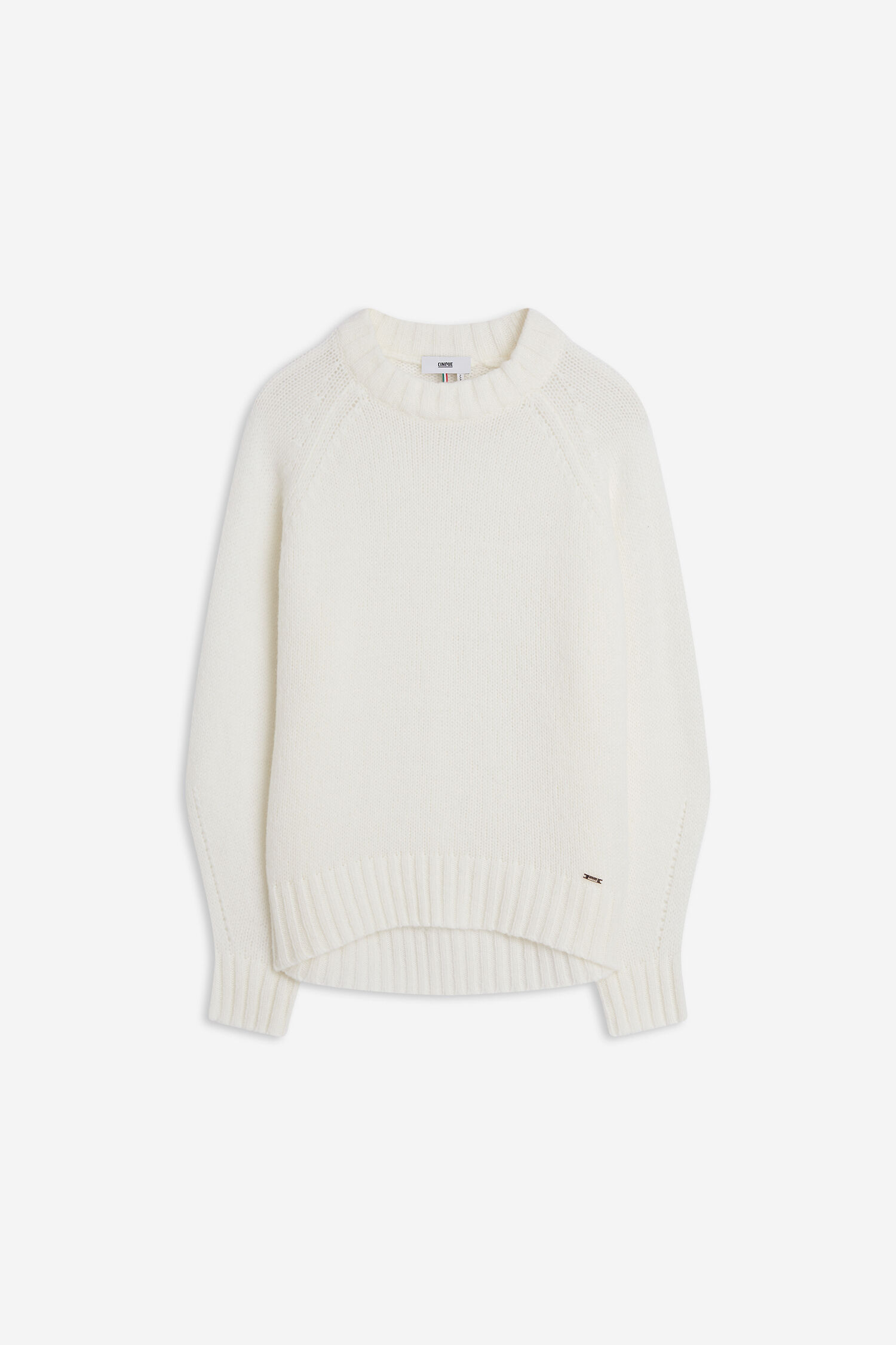 pullover,  gestrickt,  Rundhals,  creme-weiß,  oversized