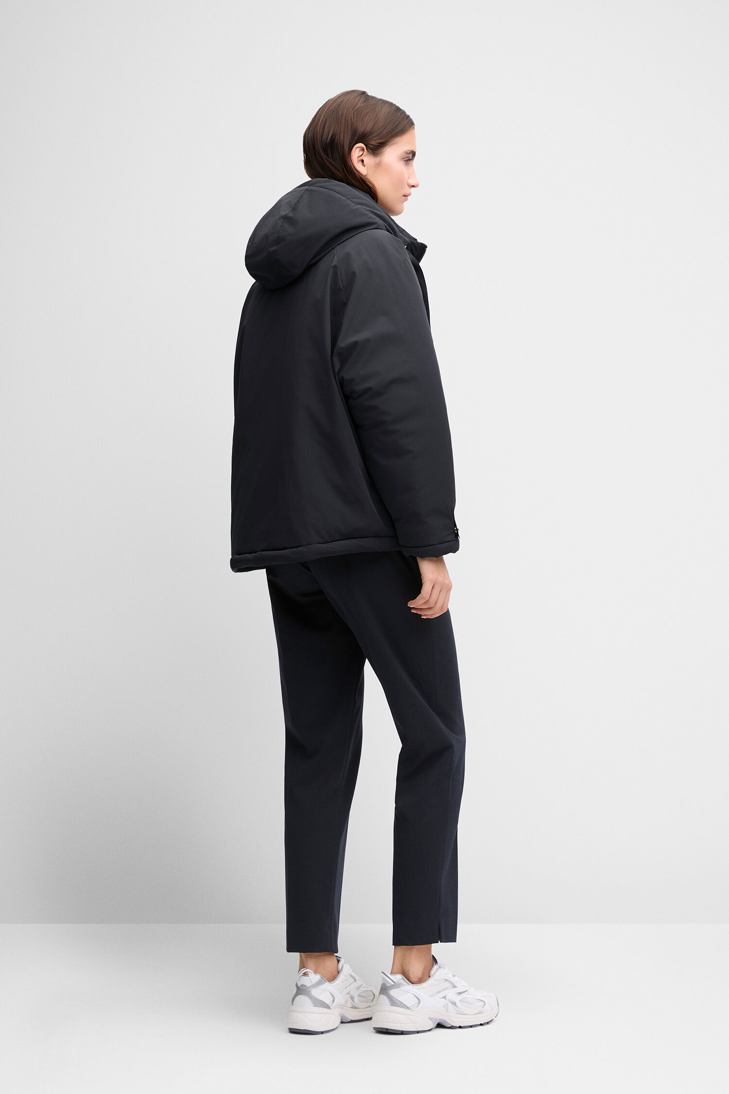 Pufferjacke, Hoodie, Dunkelgrau, GroßePassform, BeinlangeHose