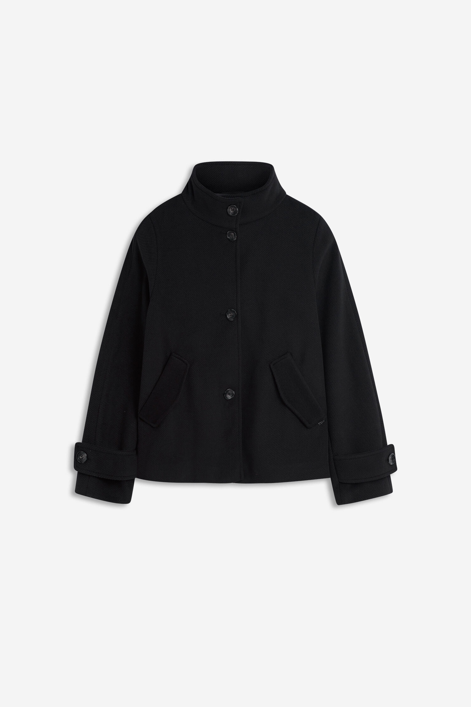 jacke, schwarz, mantel, knopfleiste, taschen