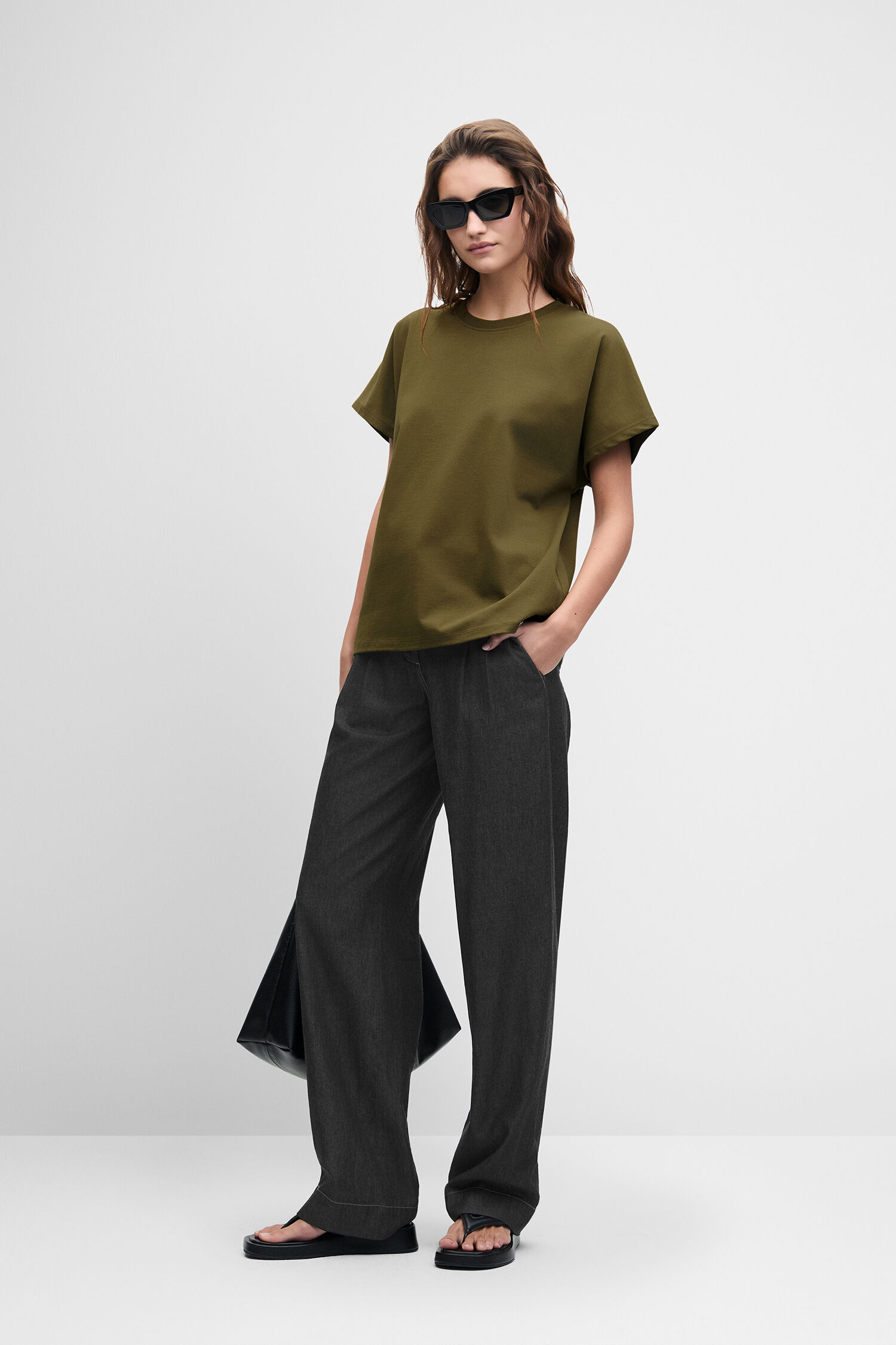 T-Shirt, Olivgrün, Kurzarm, Casual, Modelausschnitt