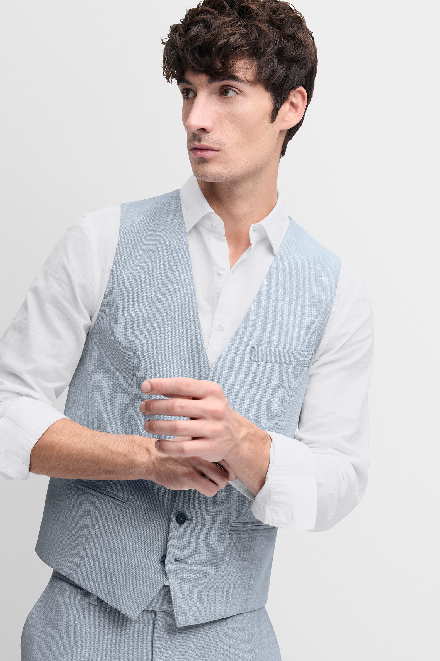 Hemd, Weste, Formelle Kleidung, Anzug, Person - hellblau