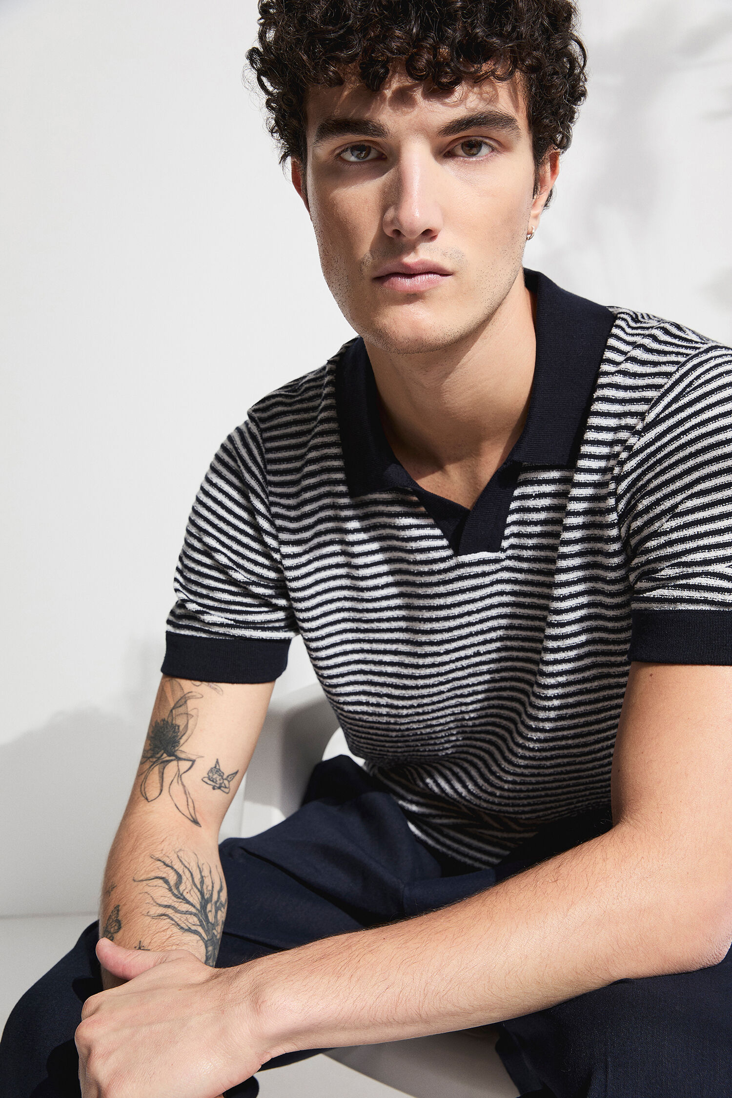 Poloshirt, Streifen, Kurzarm, Knopfleiste, Strickstruktur