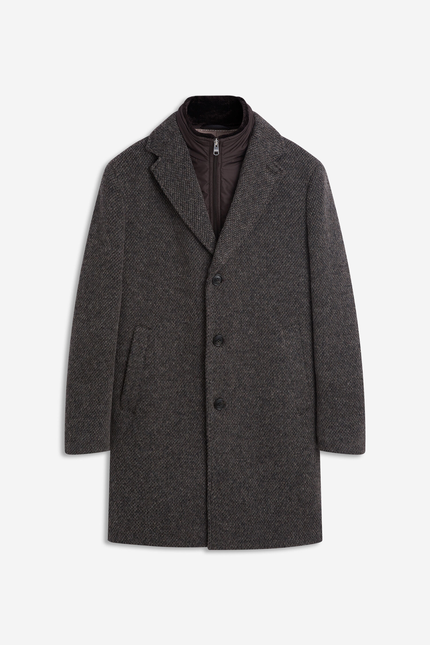 wool coat, overcoat, braun, drei-knopf, seitentaschen