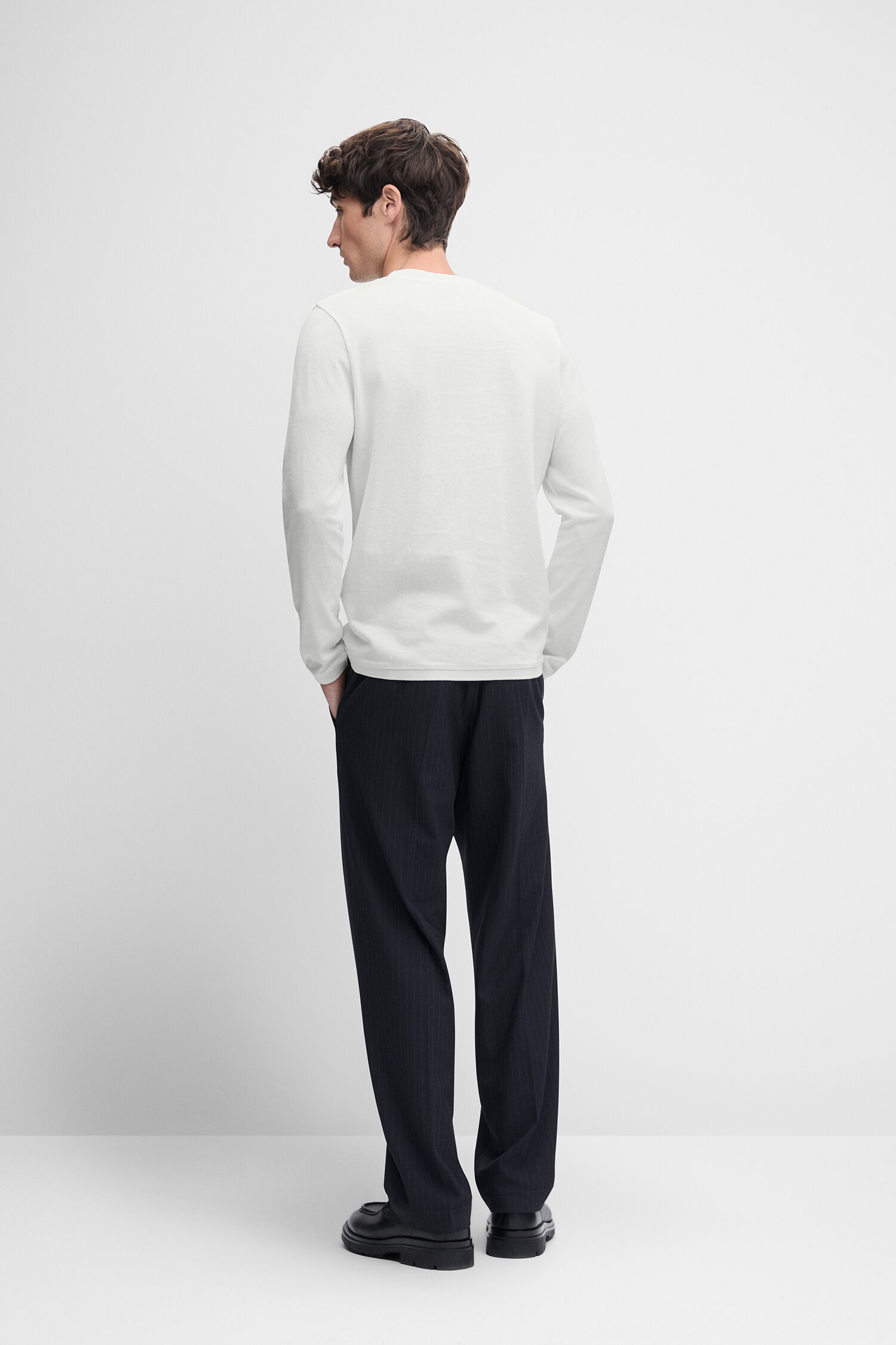 Pullover, Langarm, Weiß, Rundhalsausschnitt, Casual