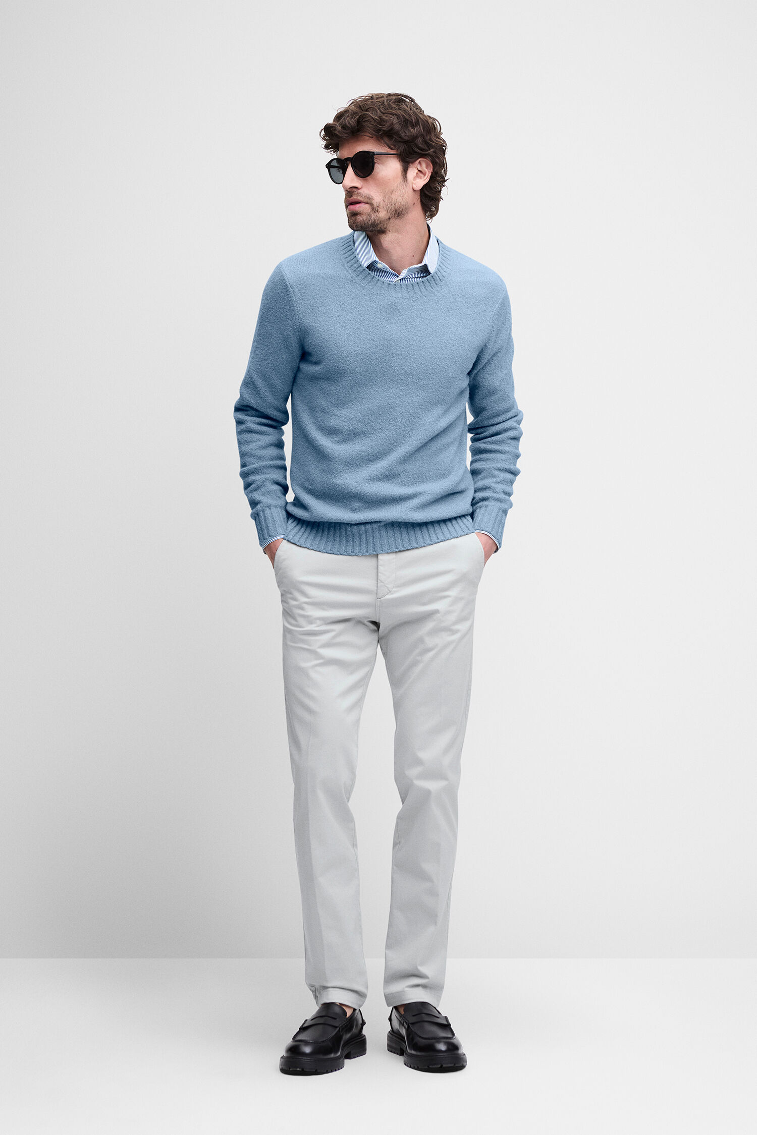 Pullover, Rundhals, Kleidung, Wolle, Blau
