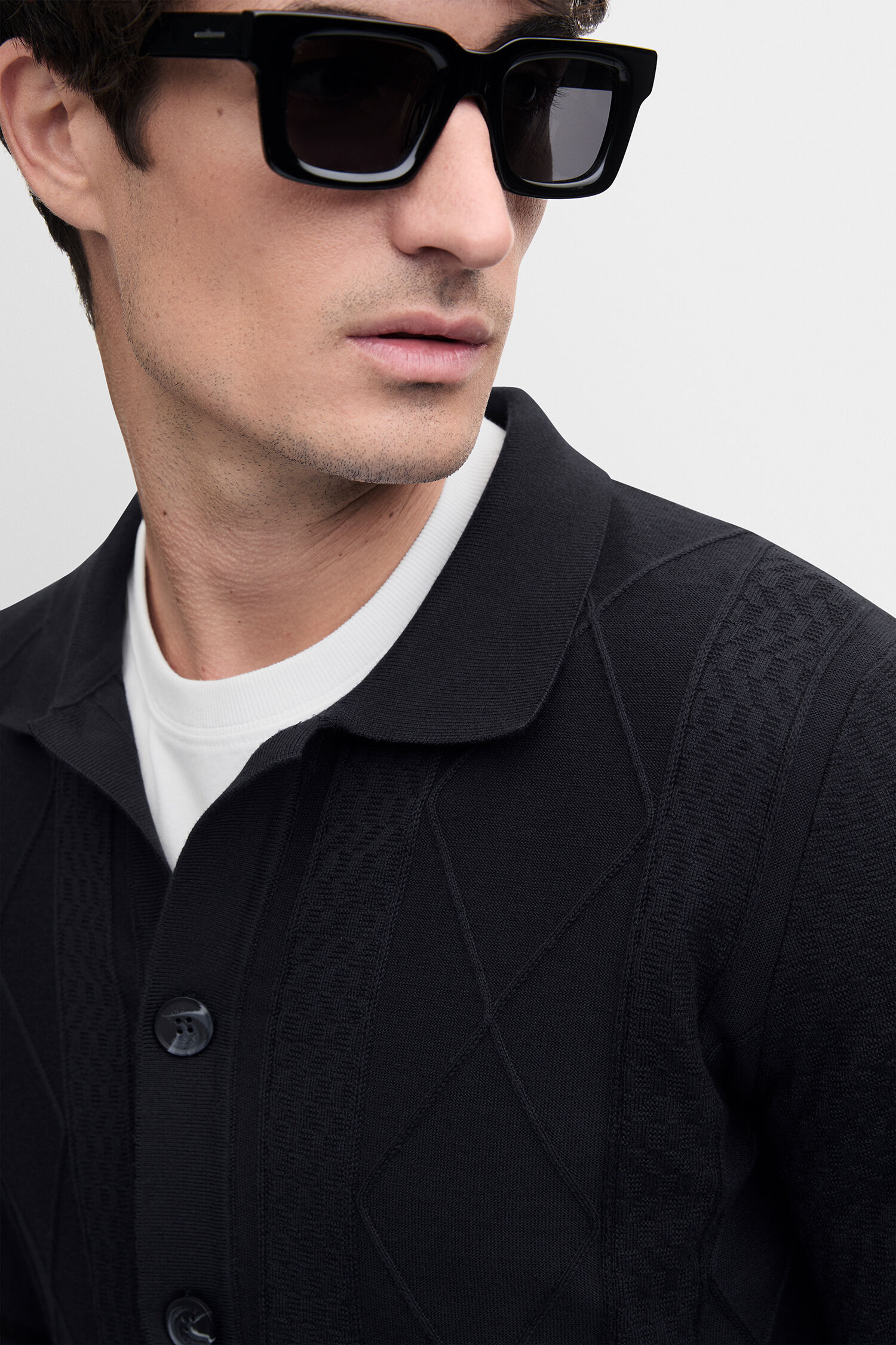 cardigan, schwarz, Knit, knopfverschluss, Diamantmuster