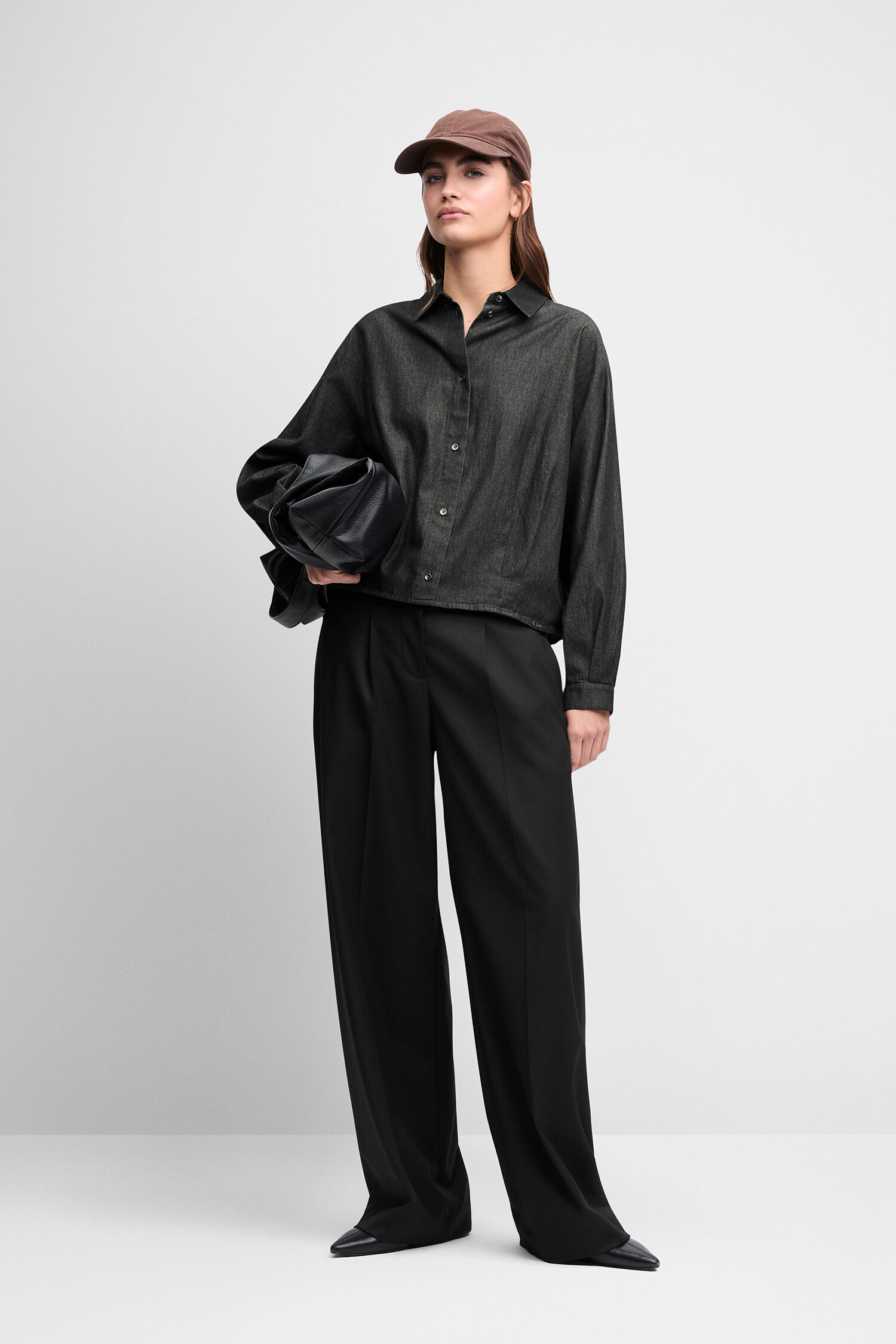 Overshirt, Denim-look, Long-sleeve, Knopfleiste, Dunkelgrau