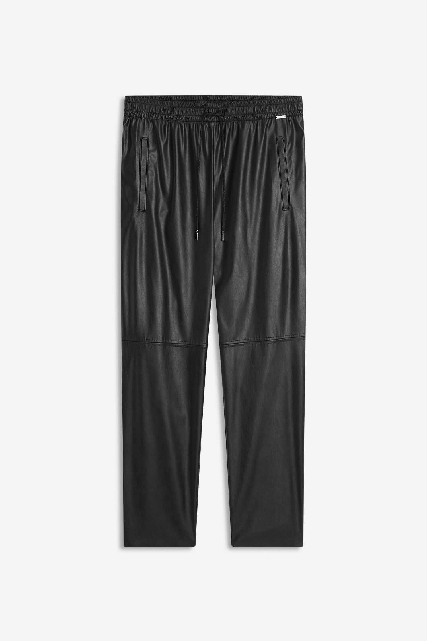 Schwarz, Lederoptik, Jogginghose, Gummizug, Taschen