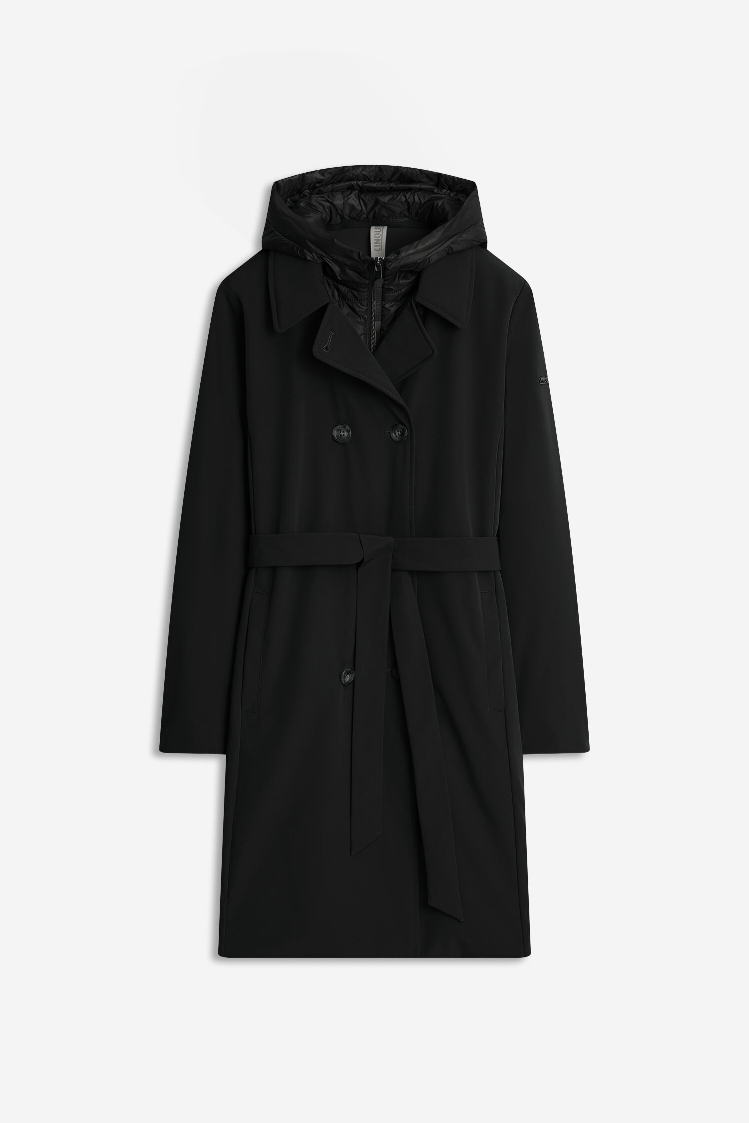 Mantel, Trenchcoat, Schwarz, Gürtel, Kragen