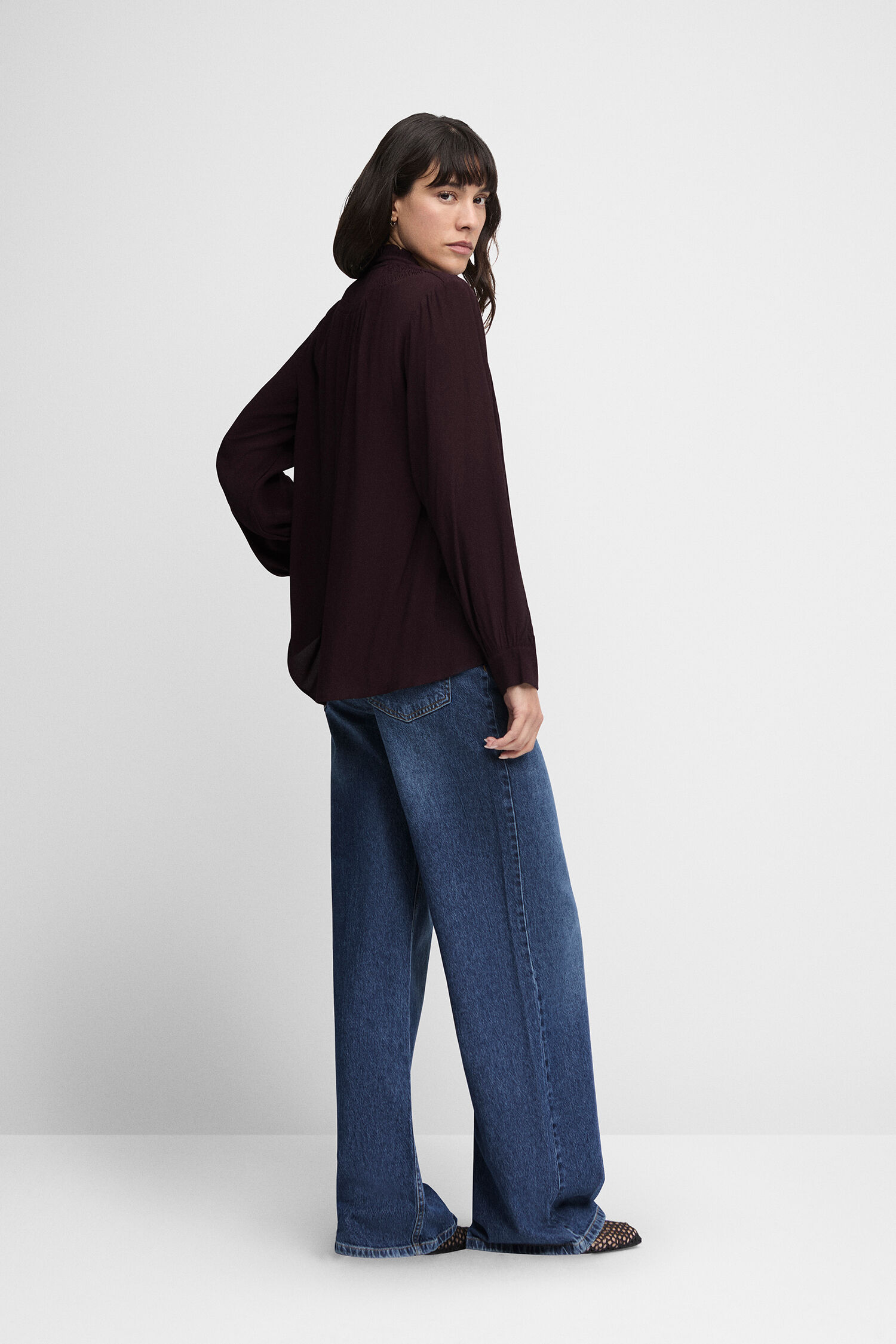 Hosen, Langarm, Bluse, Jeans, Mantel