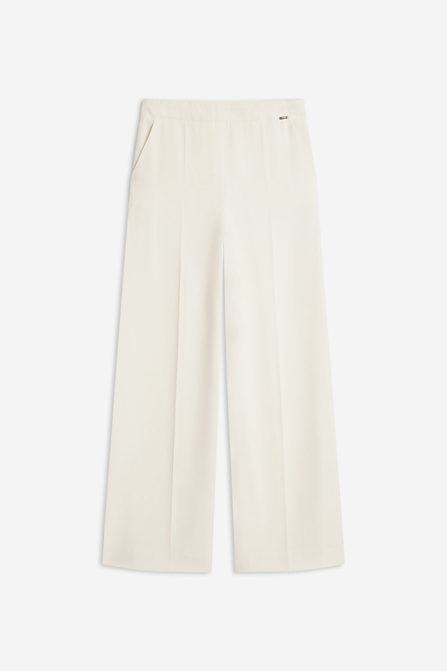 Hose, Beige, Palazzo, Weite Passform, Gürtellose Taille