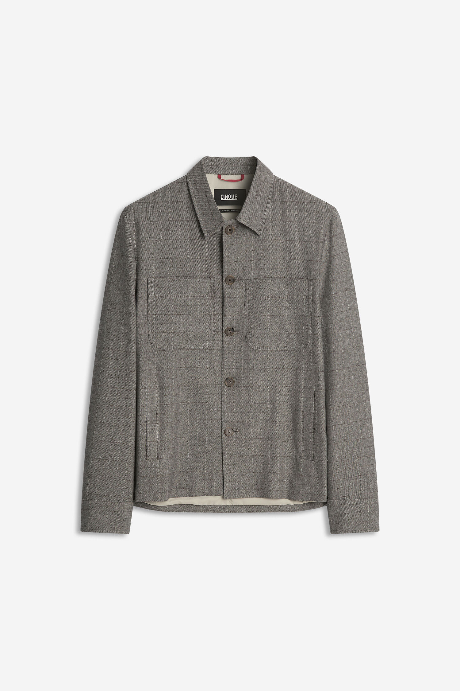 grau checkered jacke, jacke mit knopfleiste, pocket front, langarm, reverskragen