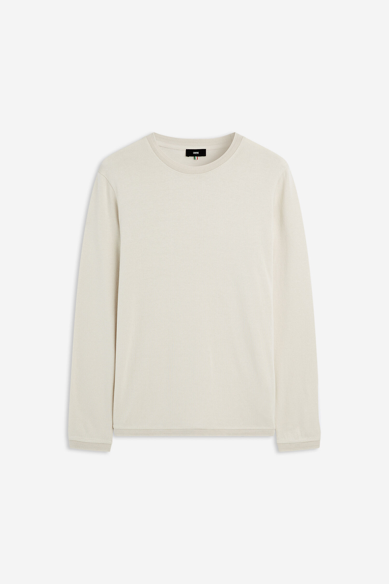 Longsleeve, Beige, Crewneck, Cotton, Plain
