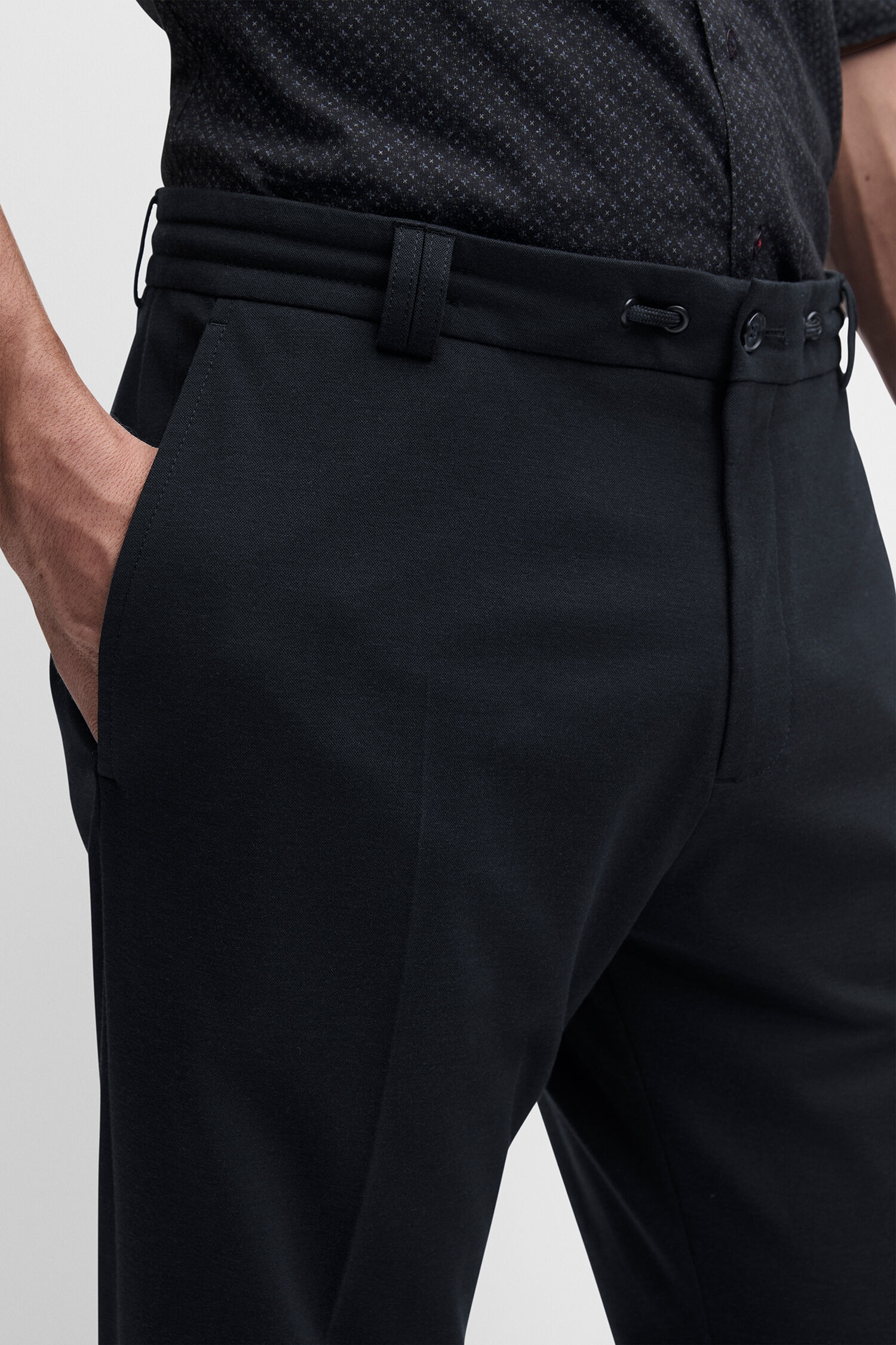 Hose, Anzughose, Schwarz, Gürtelschlaufen, Seitentasche