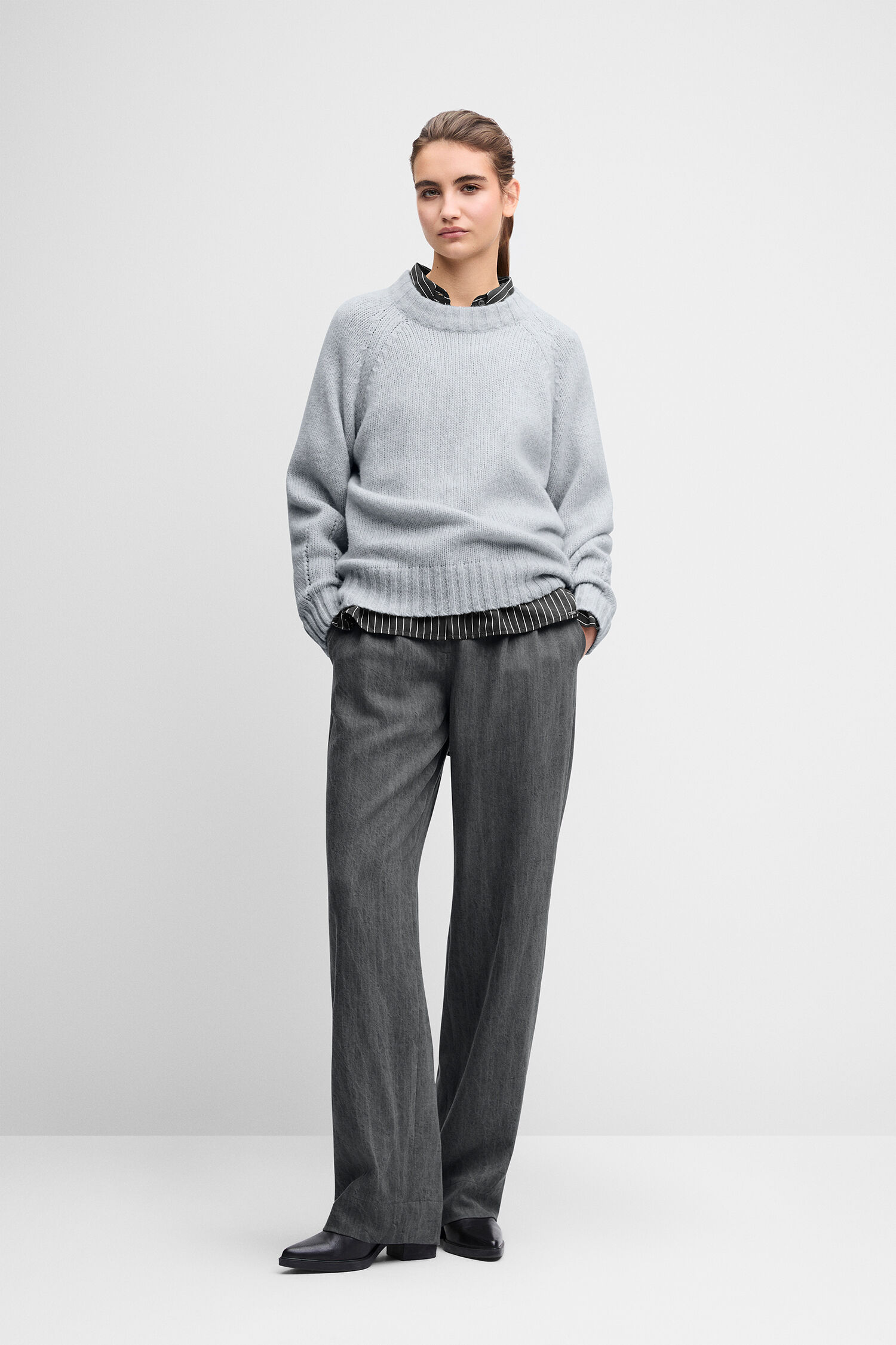 Pullover, Strickpullover, hellgrau, oversize, Pullover