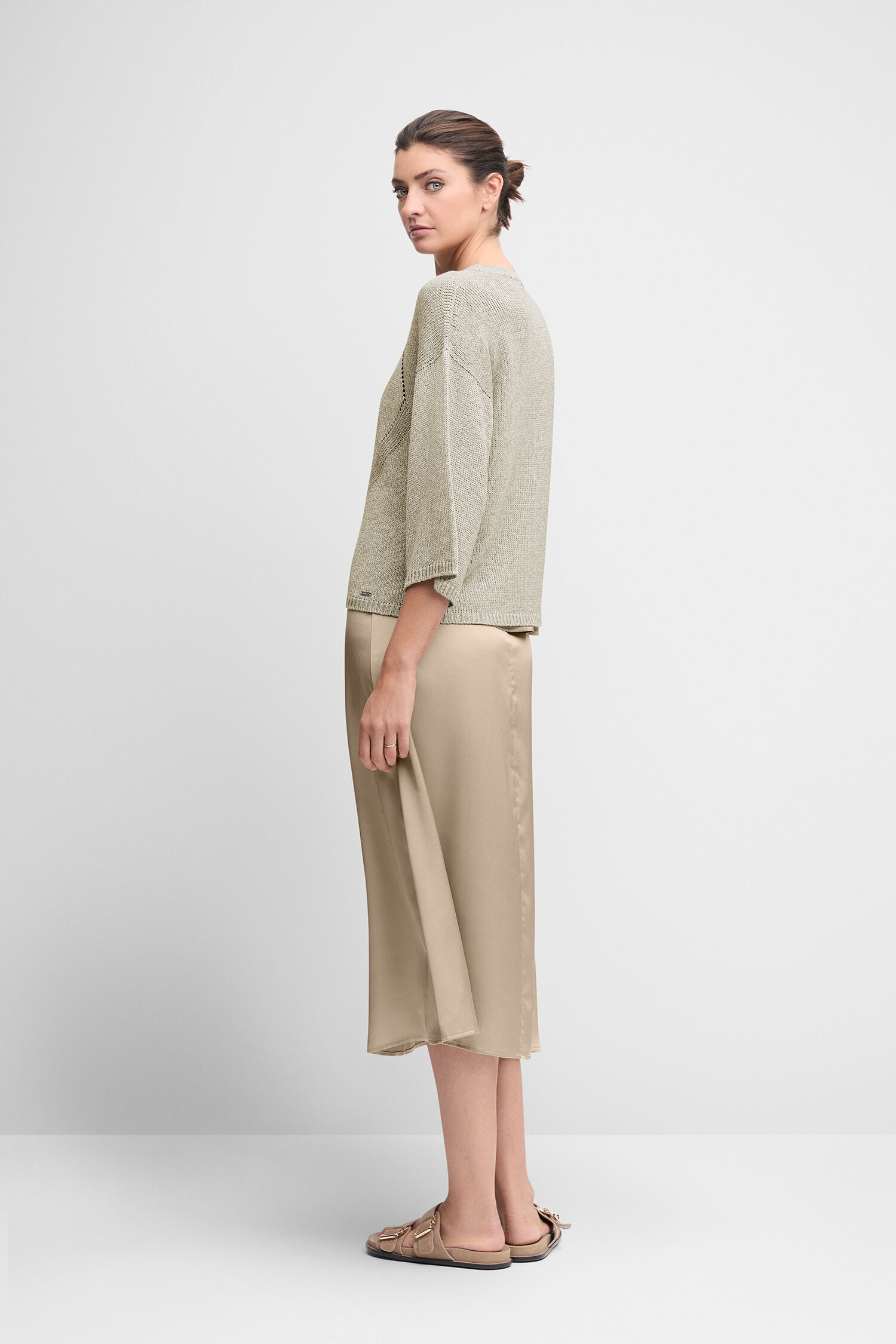 Langarm, Leinen, Pullover, Person, Kleid