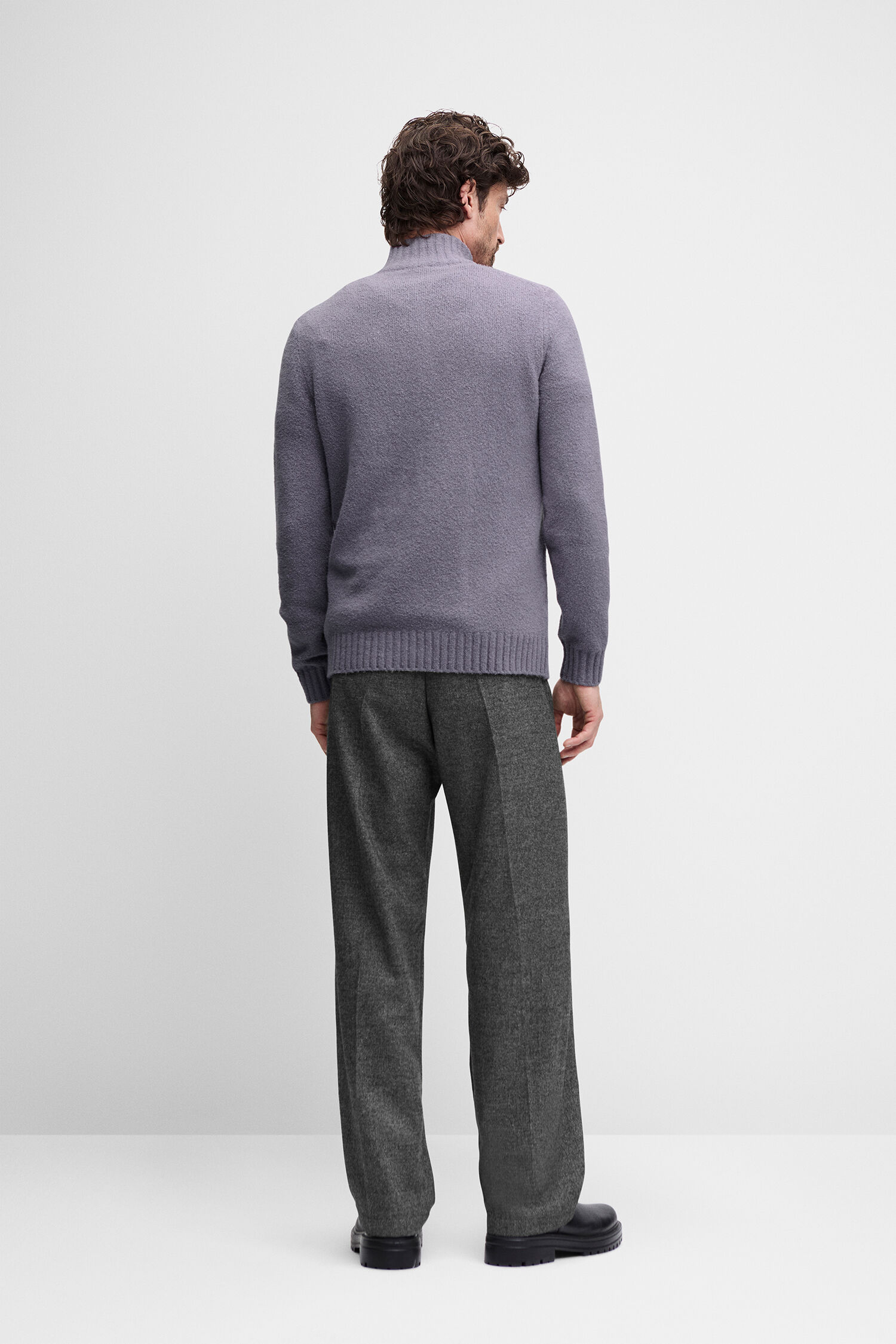 Pullover, Rollkragenpullover, Strickware, Lavendel, Grau-Hose