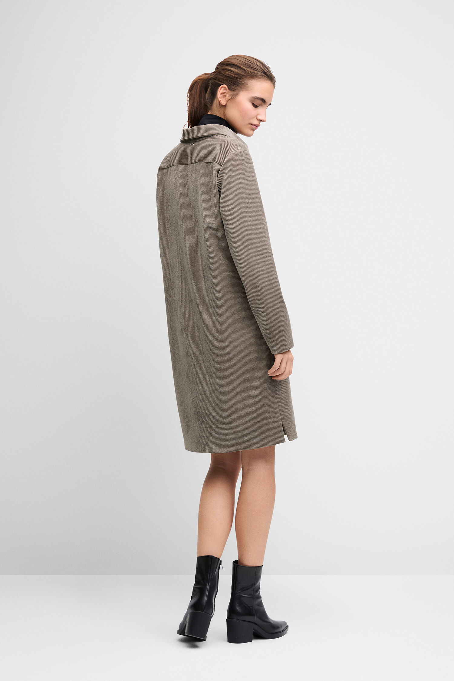 Überzug, Kord, Taupe, Knielang, Stiefel