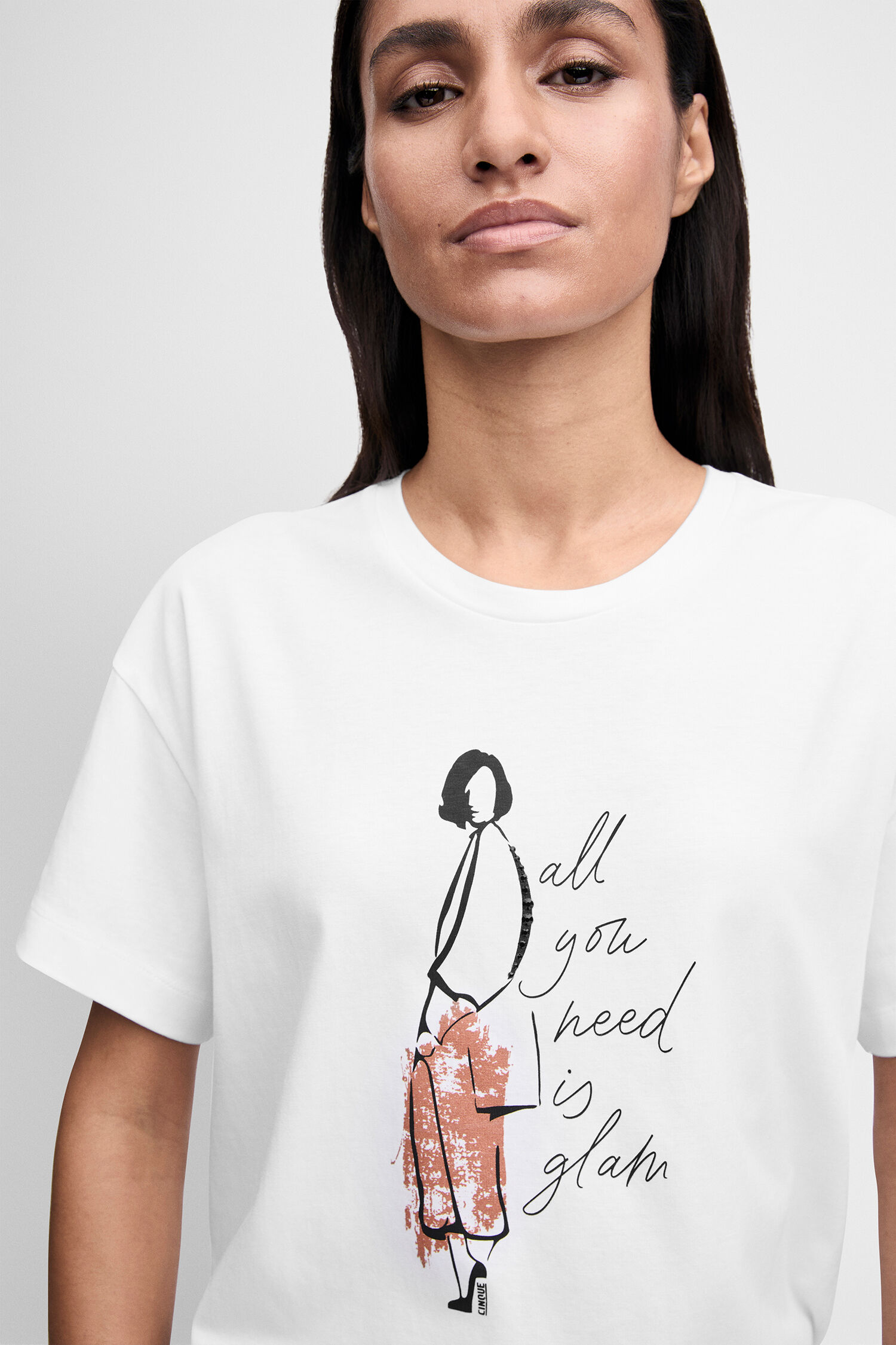T-Shirt, Print, Graphic, White, Short sleeves