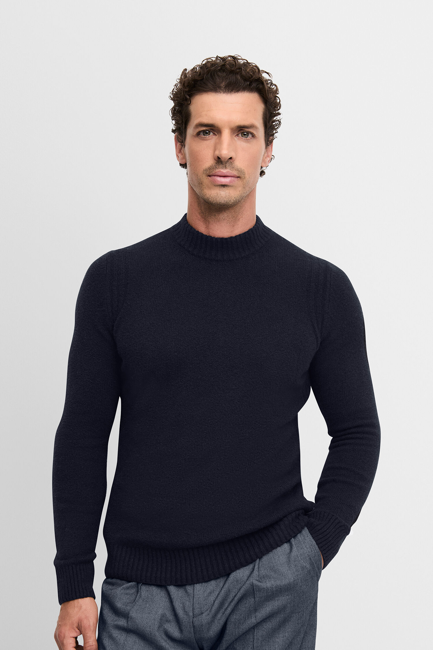 Bekleidung, Strickwaren, Pullover, Langarm, Ärmel - dunkelblau Bekleidung, Strickwaren, Pullover, Langarm, Ärmel - dunkelblau