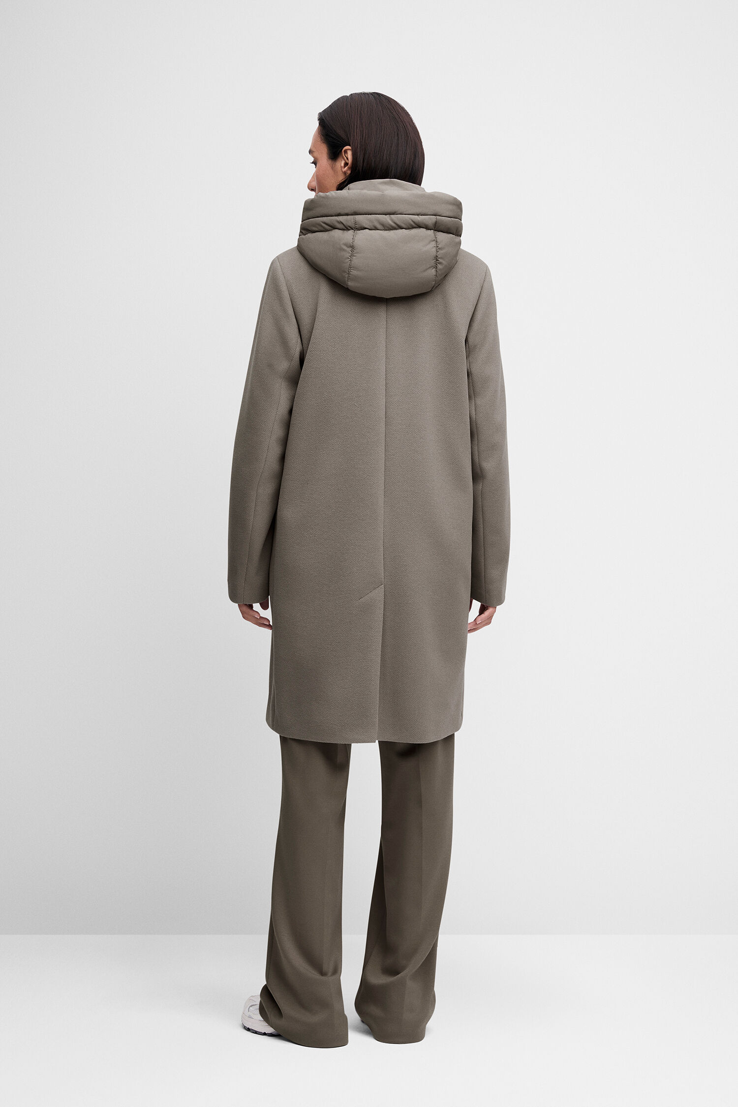 Mantel, Oversize, Hoodie, Beige, Wärmejacke