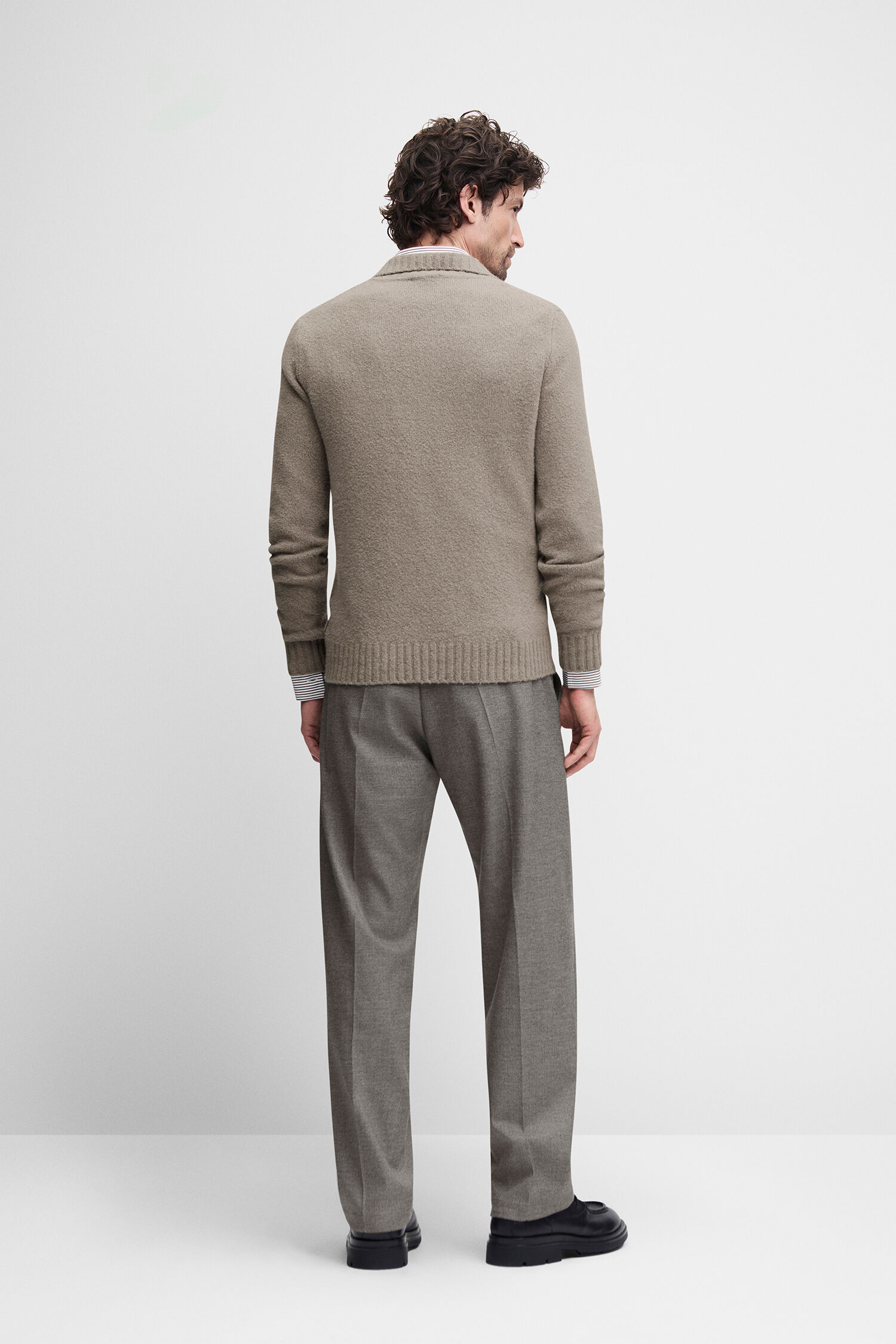 strickpullover, cardigan, beige, langarm, pullover