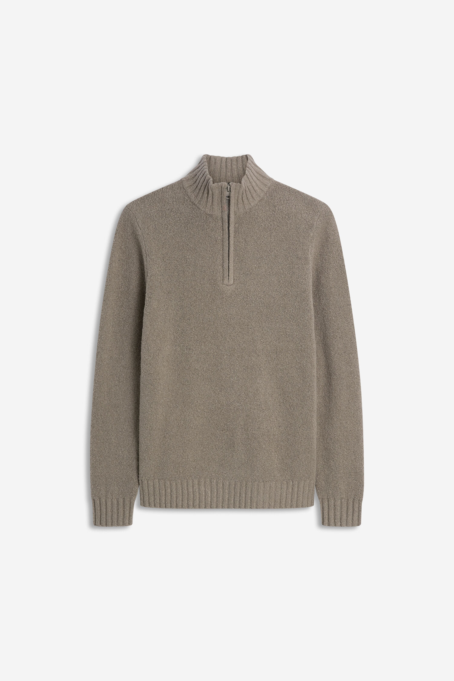 Pullover, Halfzip, Knit, Beige, Langarm