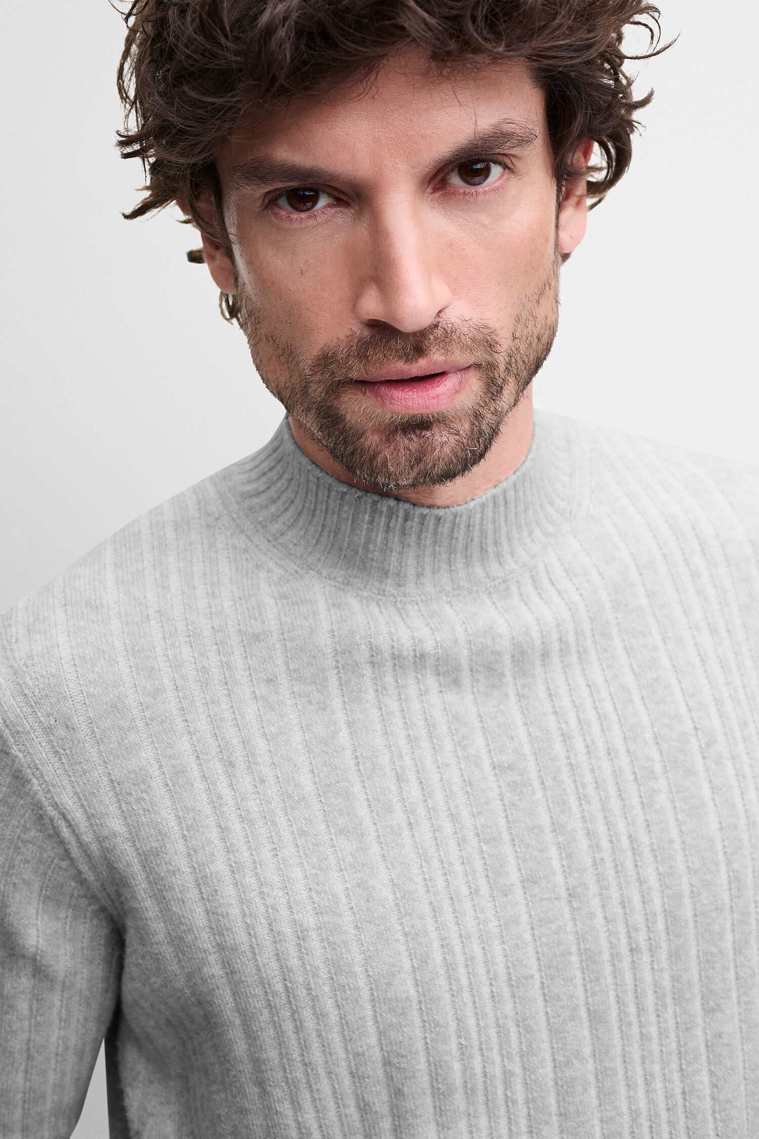 Pullover, Rippenstrick, Grauer Mantel, Kokonfektion, Langarm