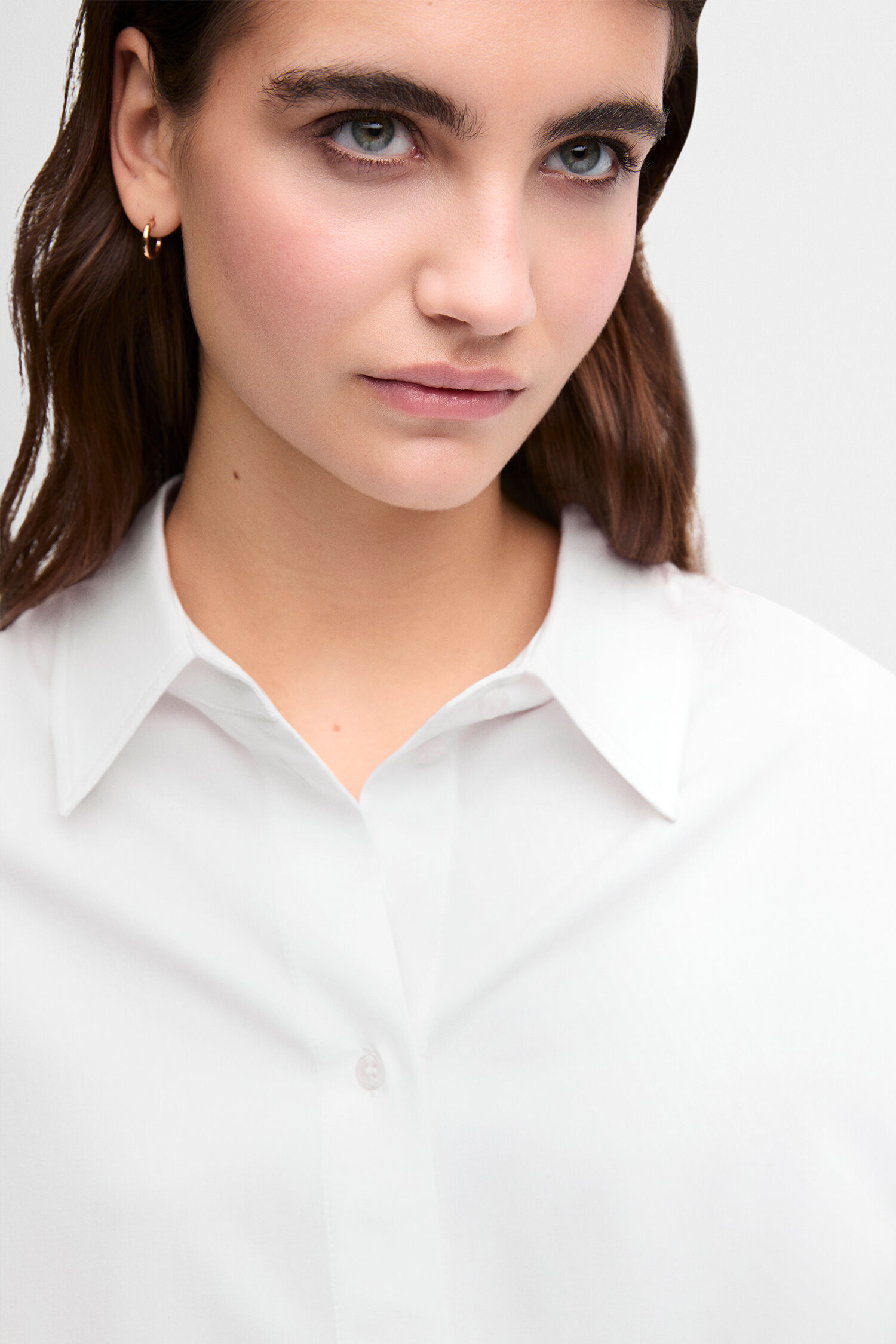 bluse, weiß, knopfleiste, kragen, einfache polo