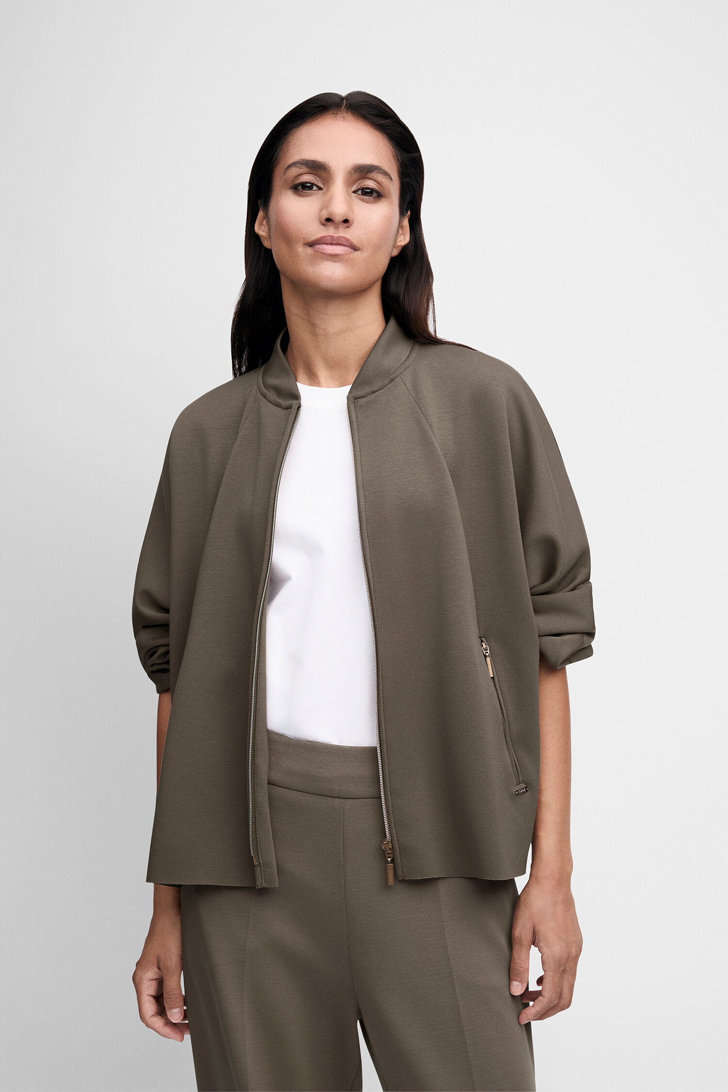 jacke, Bomberjacke, unifarben grau, Zippertasche, langarmjacke