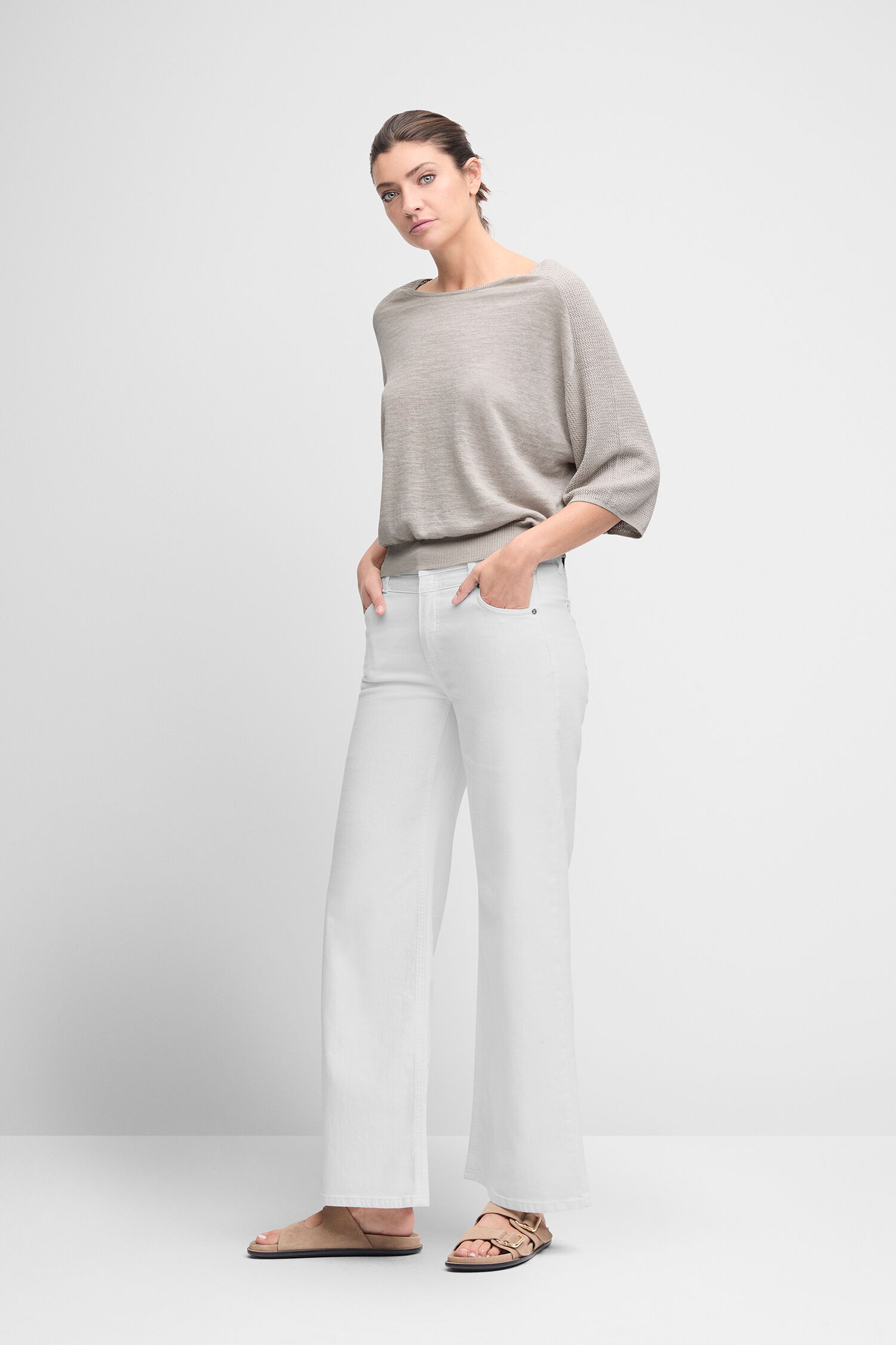 Leinen, Hosen, Bluse, Langarm, Person