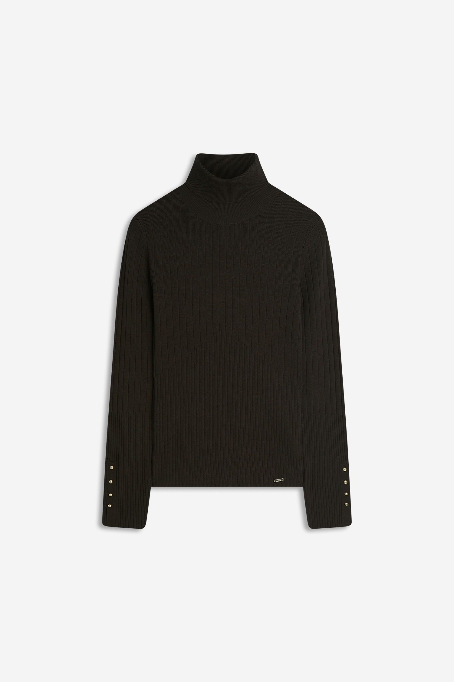turtleneck, knit, schwarz, gerippelt, pullover