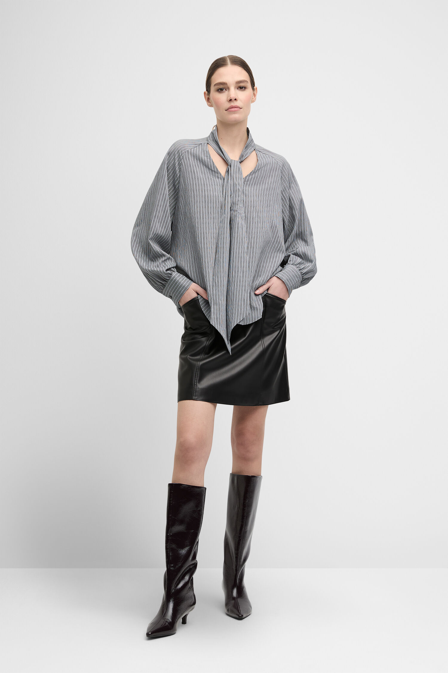 Bluse, Rock, Langarm, Person, Modisch
