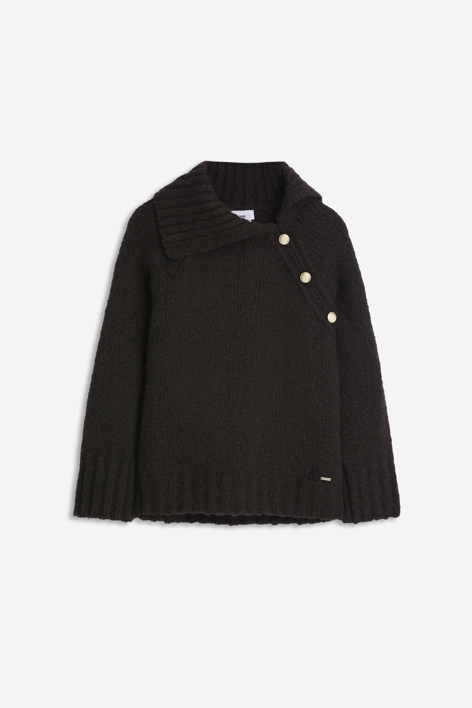 Wollpullover, Strickjacke, Dunkelbraun, Knöpfe, Kragen