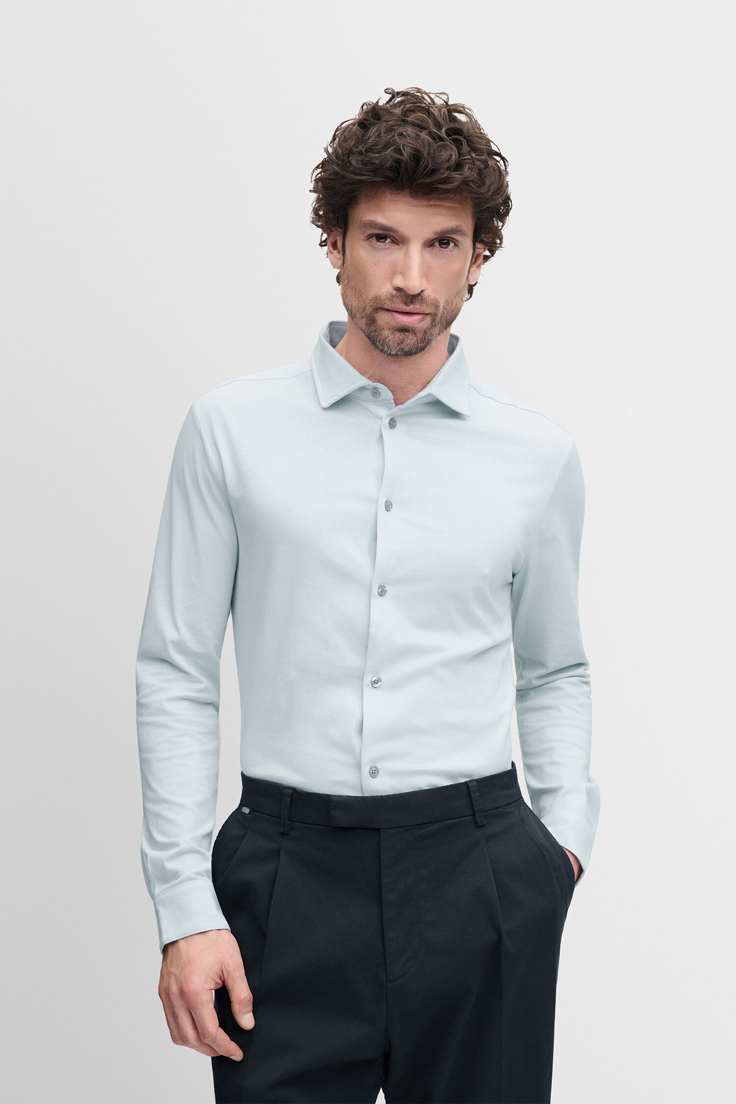Hemd, Langarm, Kragen, Knöpfe, Pflegeleicht - light blue