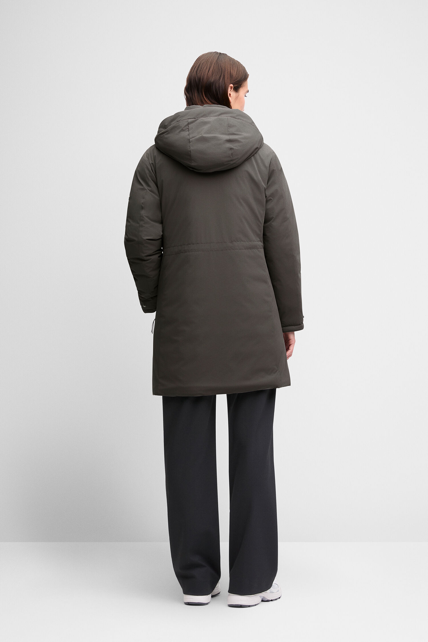 Winterjacket, Hooded coat, Puffer, Olive green, Longline