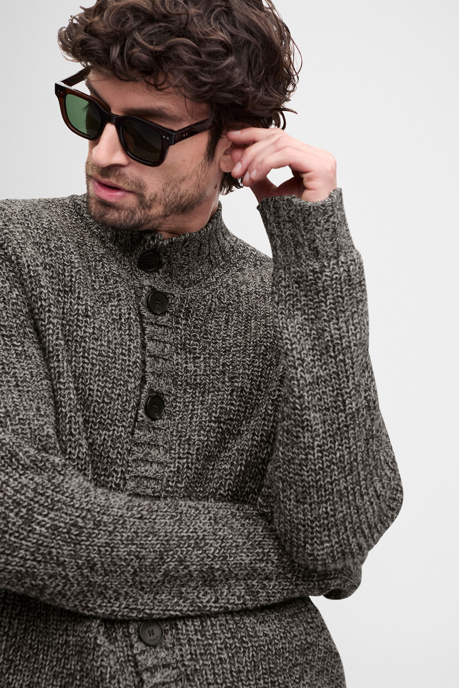 cardigan, Knitwear, marled, Knöpfe, Sonnenbrille