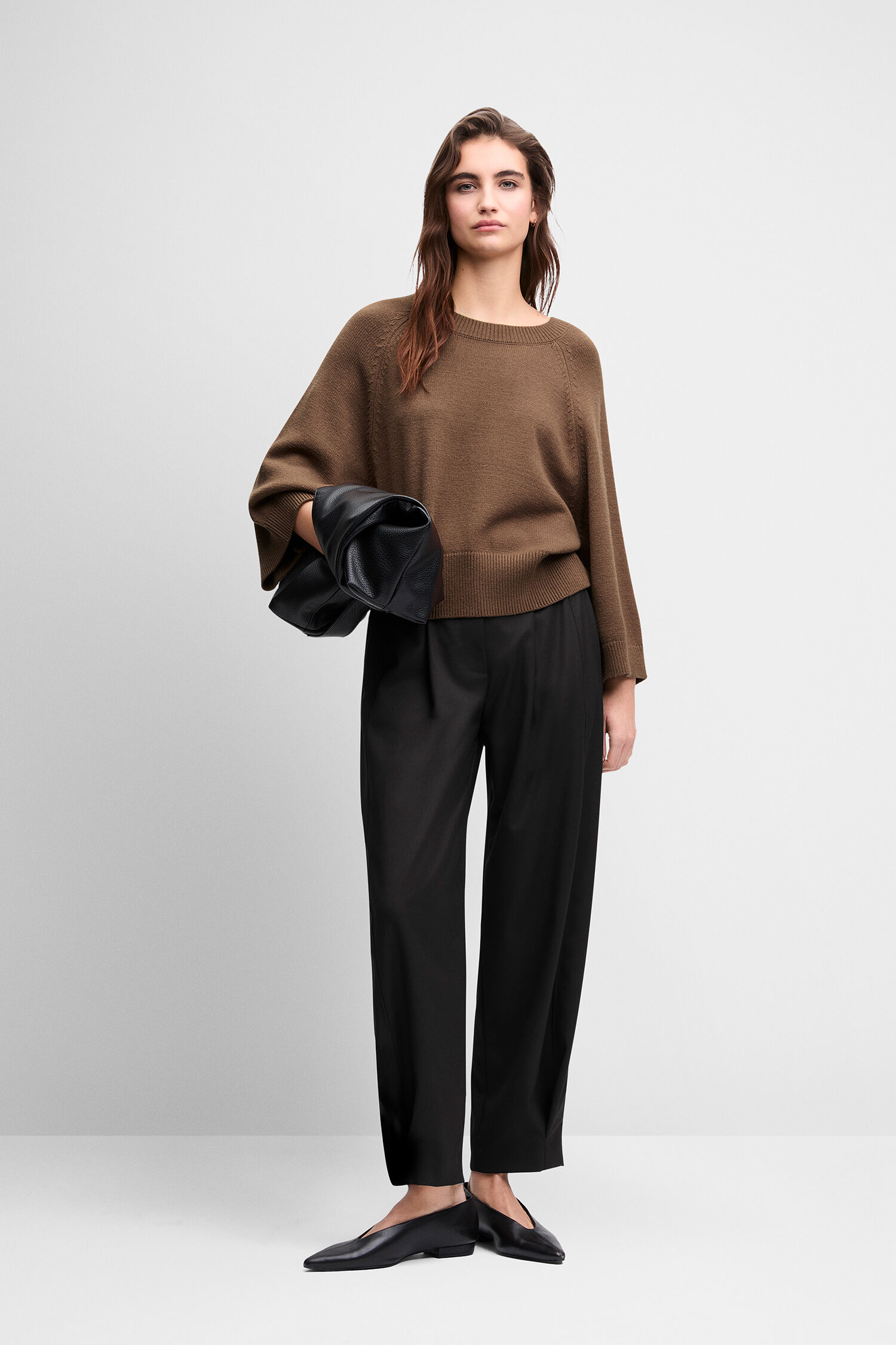 Pullover, braun, Kapuzenlose, Oversize, Hose