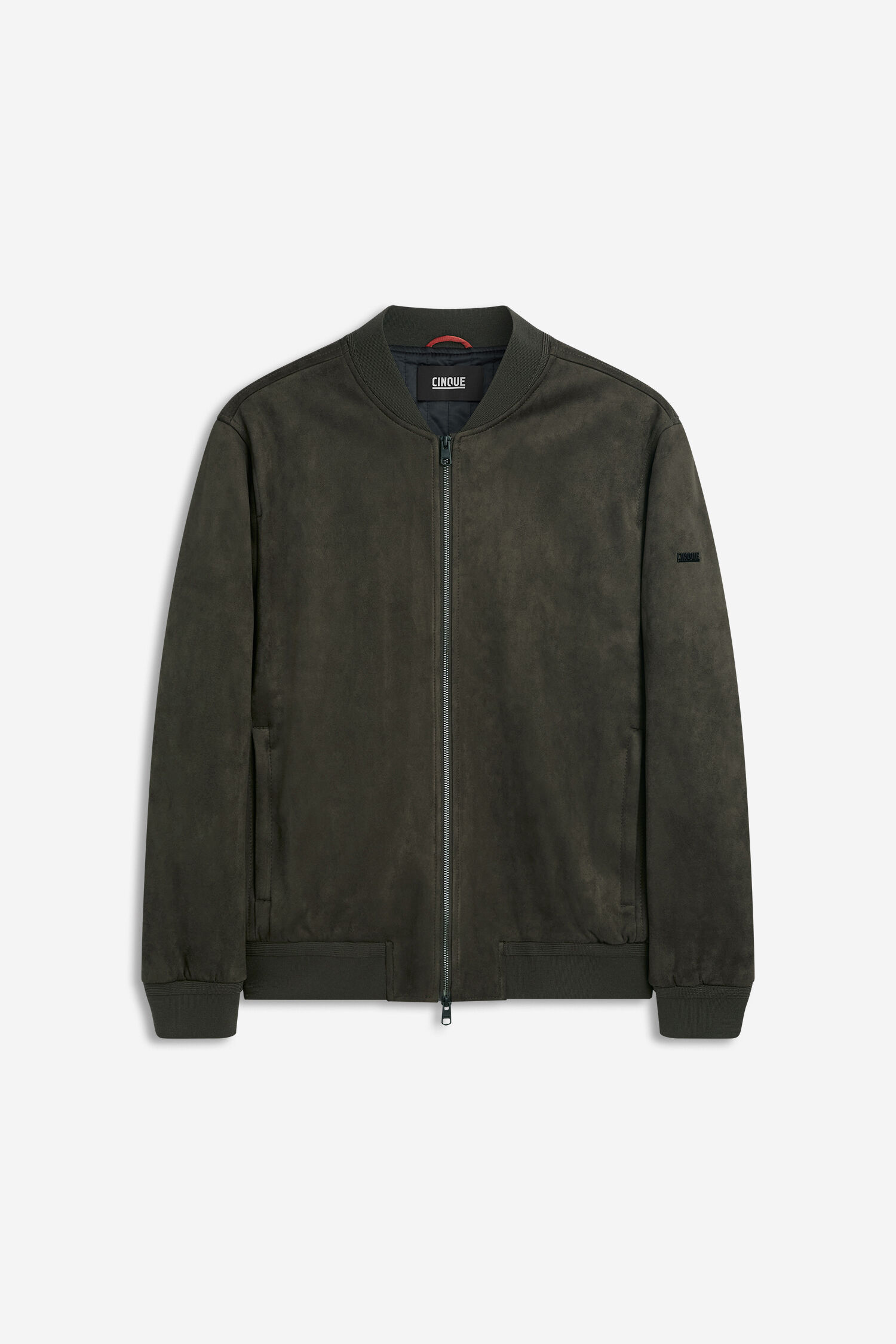 jacke, bomber, lederartige, olive, reissverschluss