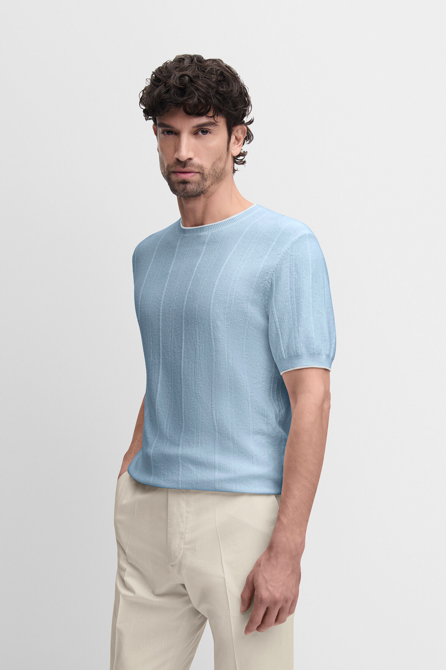 T-shirt, Bluse, Erwachsener, Mann, Person - hellblau