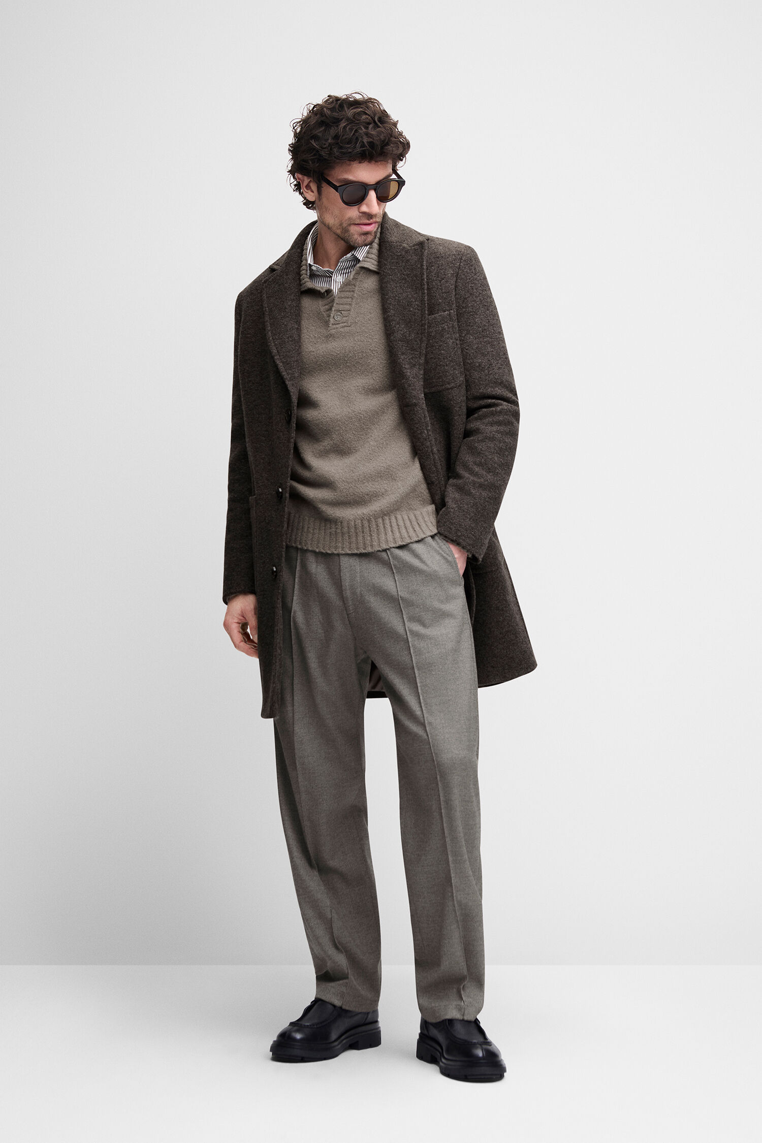 Mantel, Wolle, Braun, Blazer, Hose