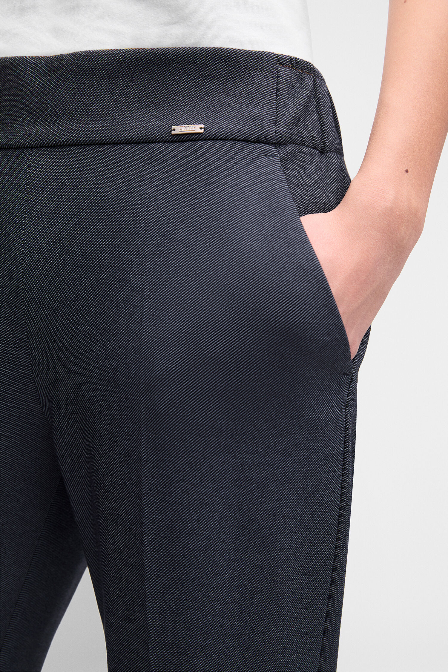 navy pants, slim fit, pocket, front pocket, texture weave