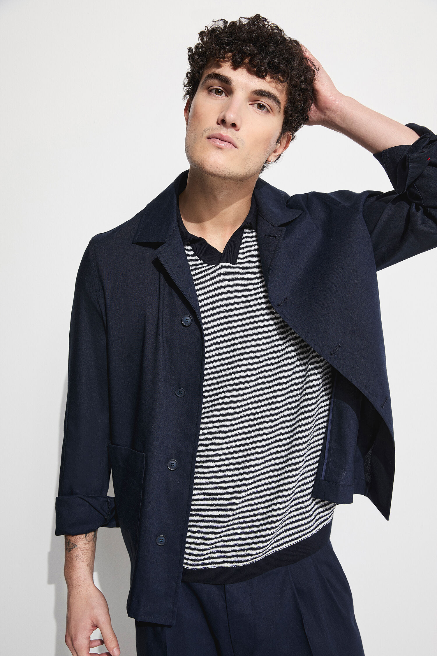 Navy blazer, Streifenshirt, Casualjacke, Langarmshirt, Herrenmode