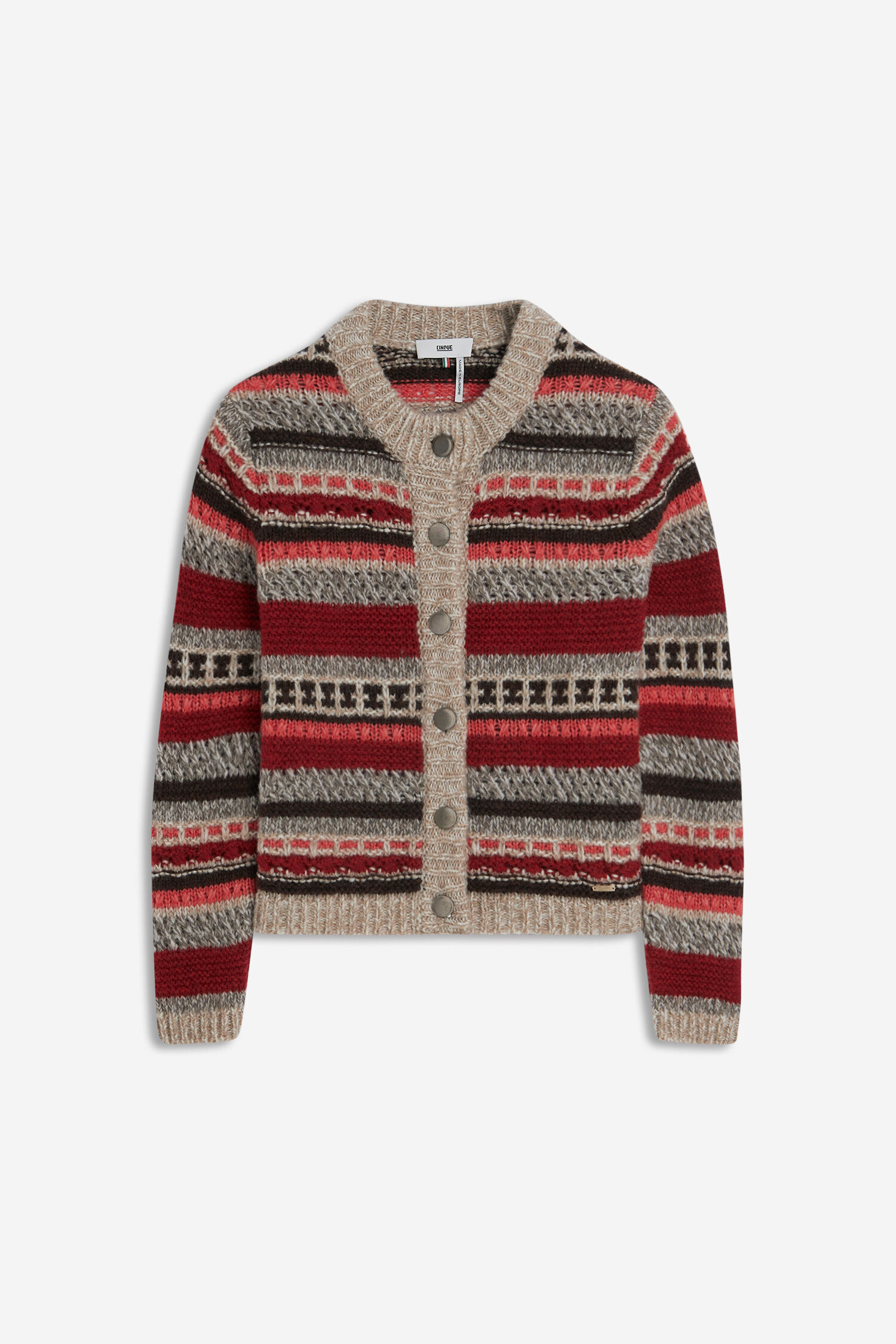 Strickjacke, Cardigan, Gemustert, Knöpfe, Bombierte Farben