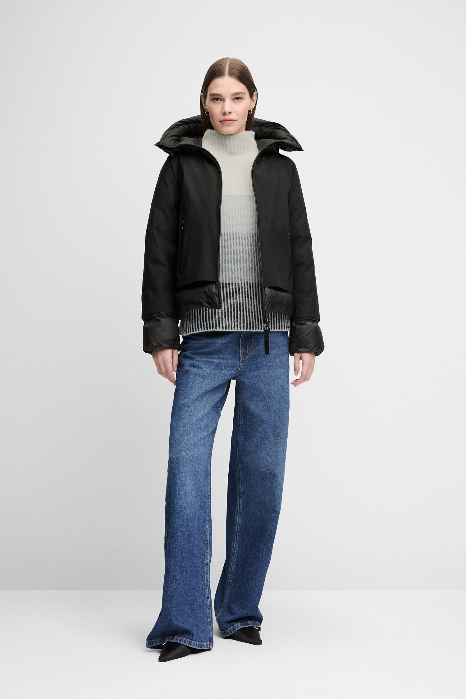 Mantel, Jacke, Hosen, Jeans, Person